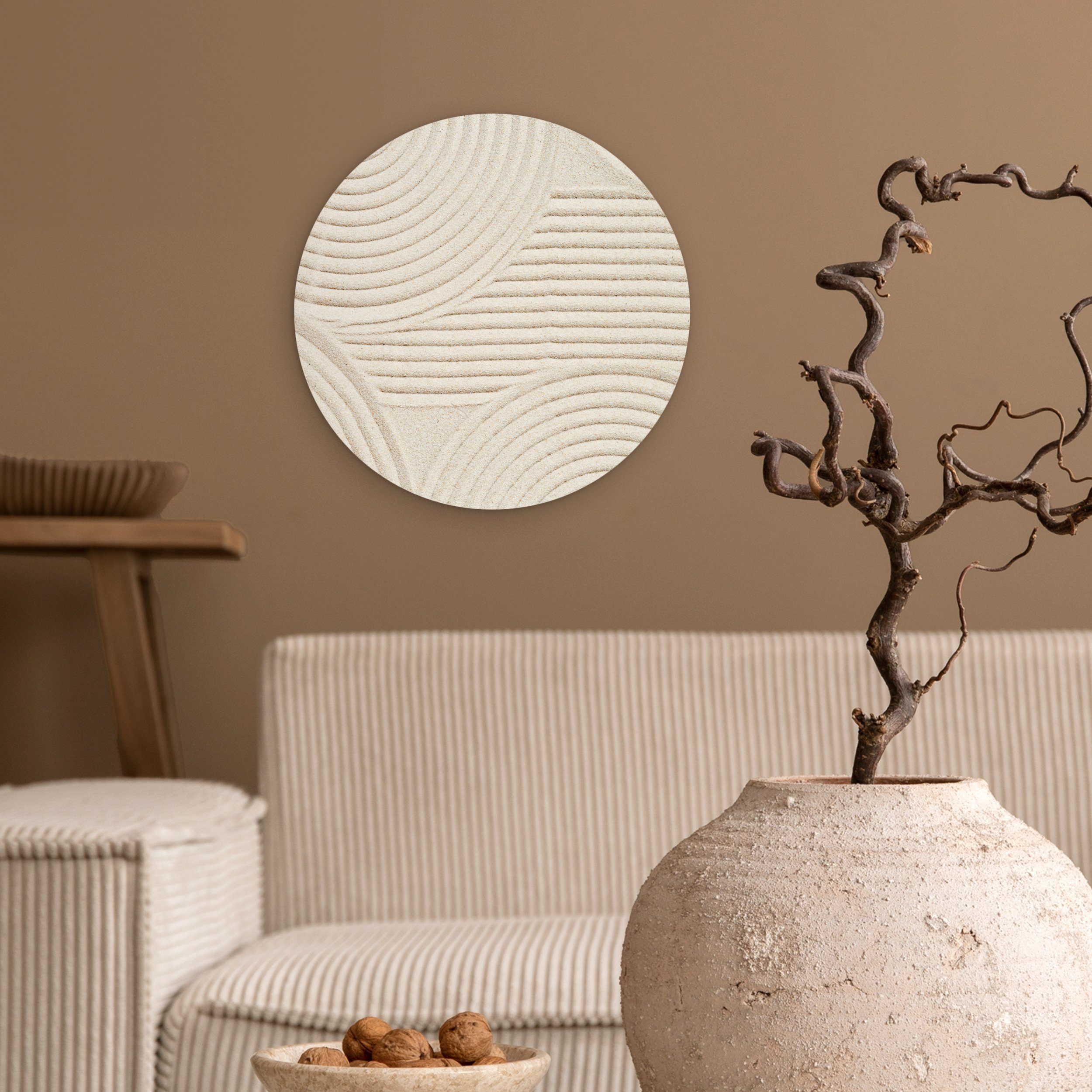 MuchoWow Gemälde Muster - Abstrakt - Weiß, Fotodruck (1 St), Kreis Wanddeko günstig online kaufen