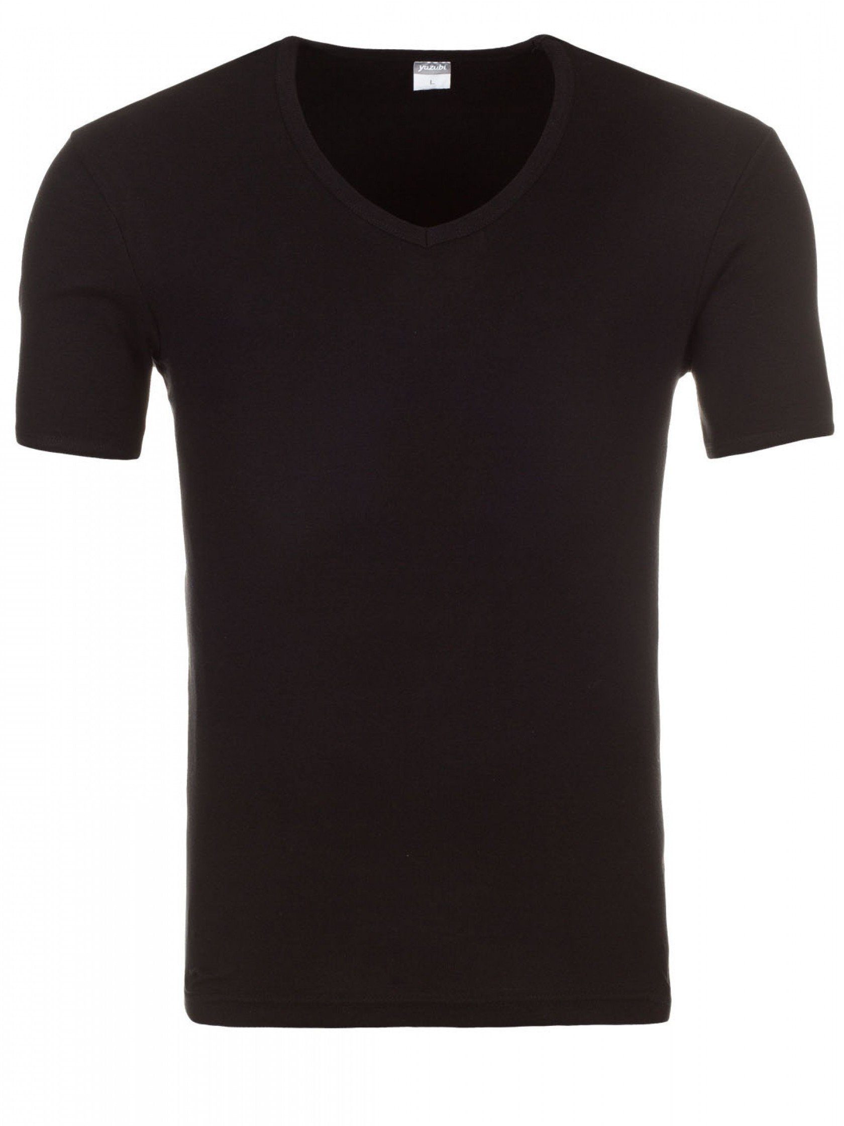 V-Shirt - V-Ausschnitt Tee T-shirt Yazubi Yazubi (3-tlg., black pack bequemes 3er-Pack) Basic Schwarz 1001) mit (3er V-Neck
