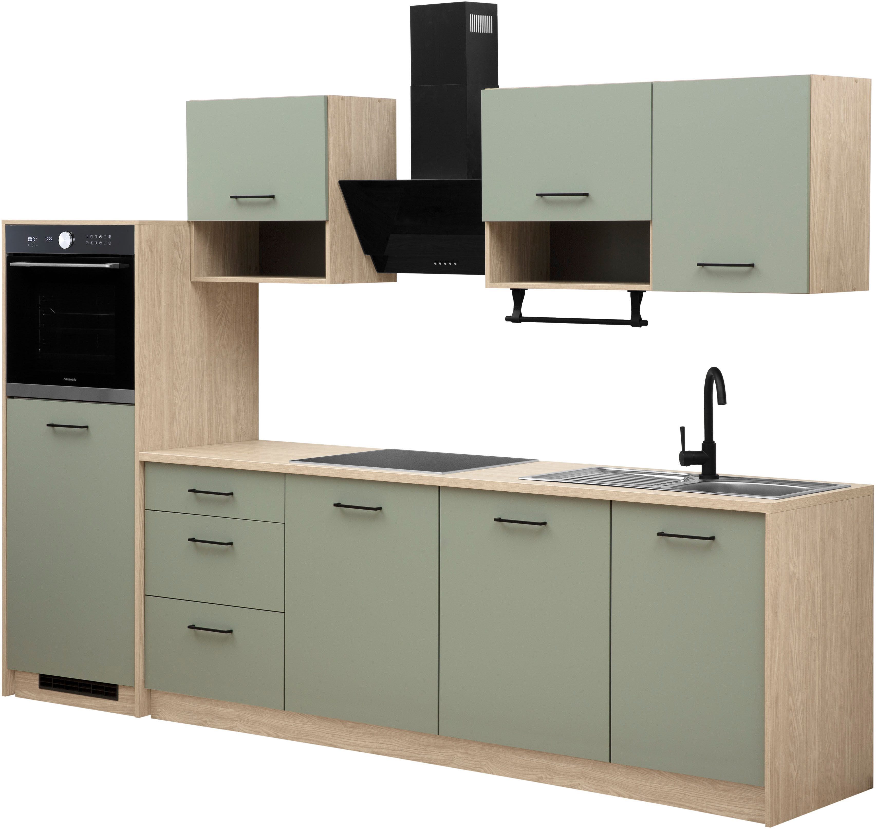 KOCHSTATION Küchenzeile KS-Kolari, Küchenblock Made in Germany, Breite 290 cm, wahlweise mit Hanseatic-E-Geräten
