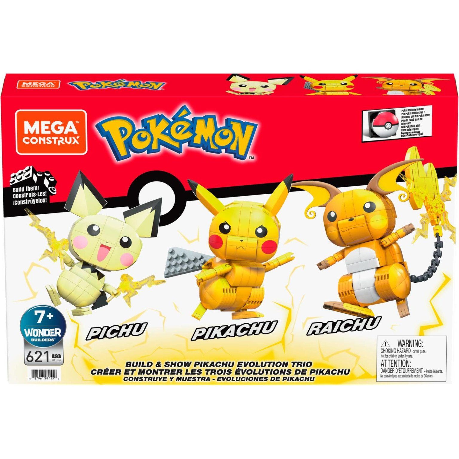 Spielbausteine Mattel Mega Construx Pokémon Trio (Pichu, Pikachu, (Pokemon)