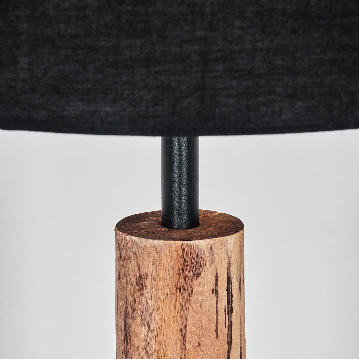 hofstein Stehlampe Stehlampe aus Holz/Metall im skandinavischen Design, Stehleuchte im Boho-Style, Stoffschirm Ø 40cm, E27, 159cm, Fußschalter