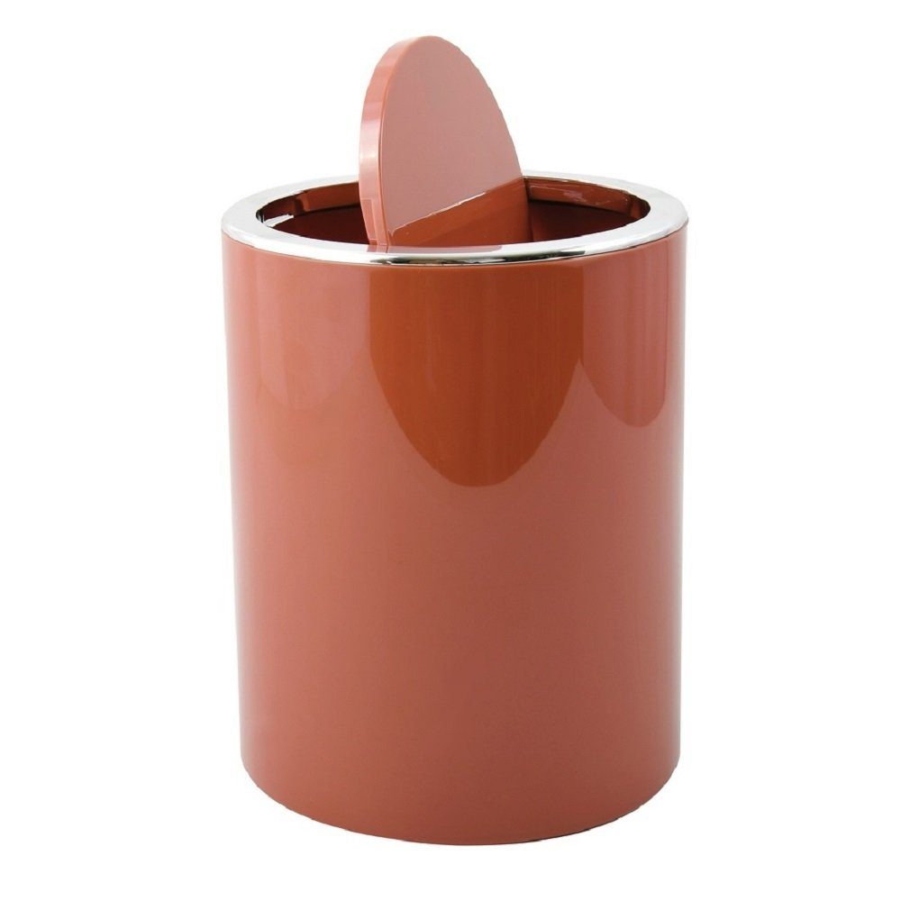 Kosmetikeimer KAMAKA, eleganter Abfalleimer mit Schwingdeckel, für Küche, Bad, Büro, in angesagten Trendfarben, 6 L, terracotta rot