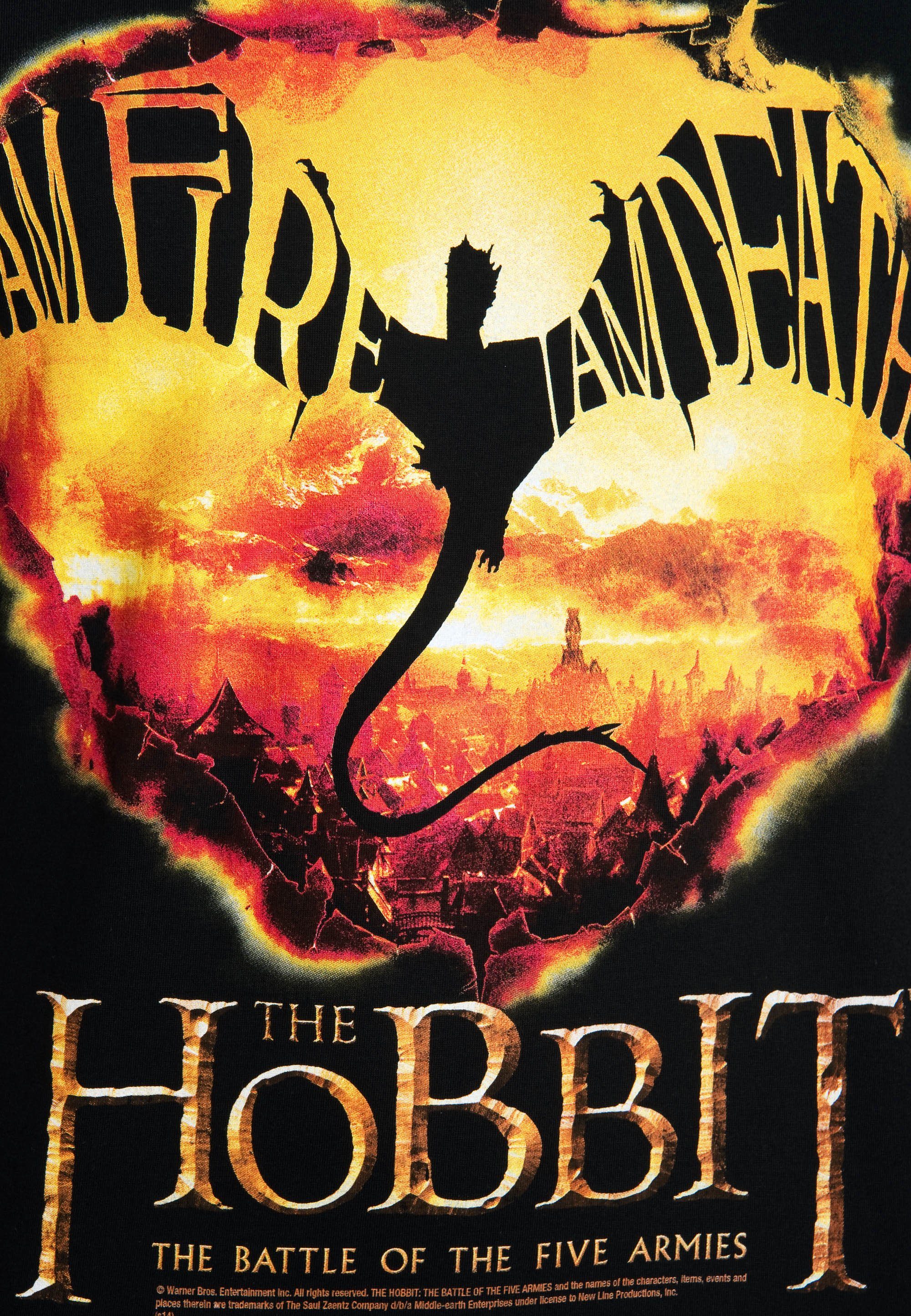 Death Am I T-Shirt mit Am Hobbit Print I coolem Fire, - LOGOSHIRT