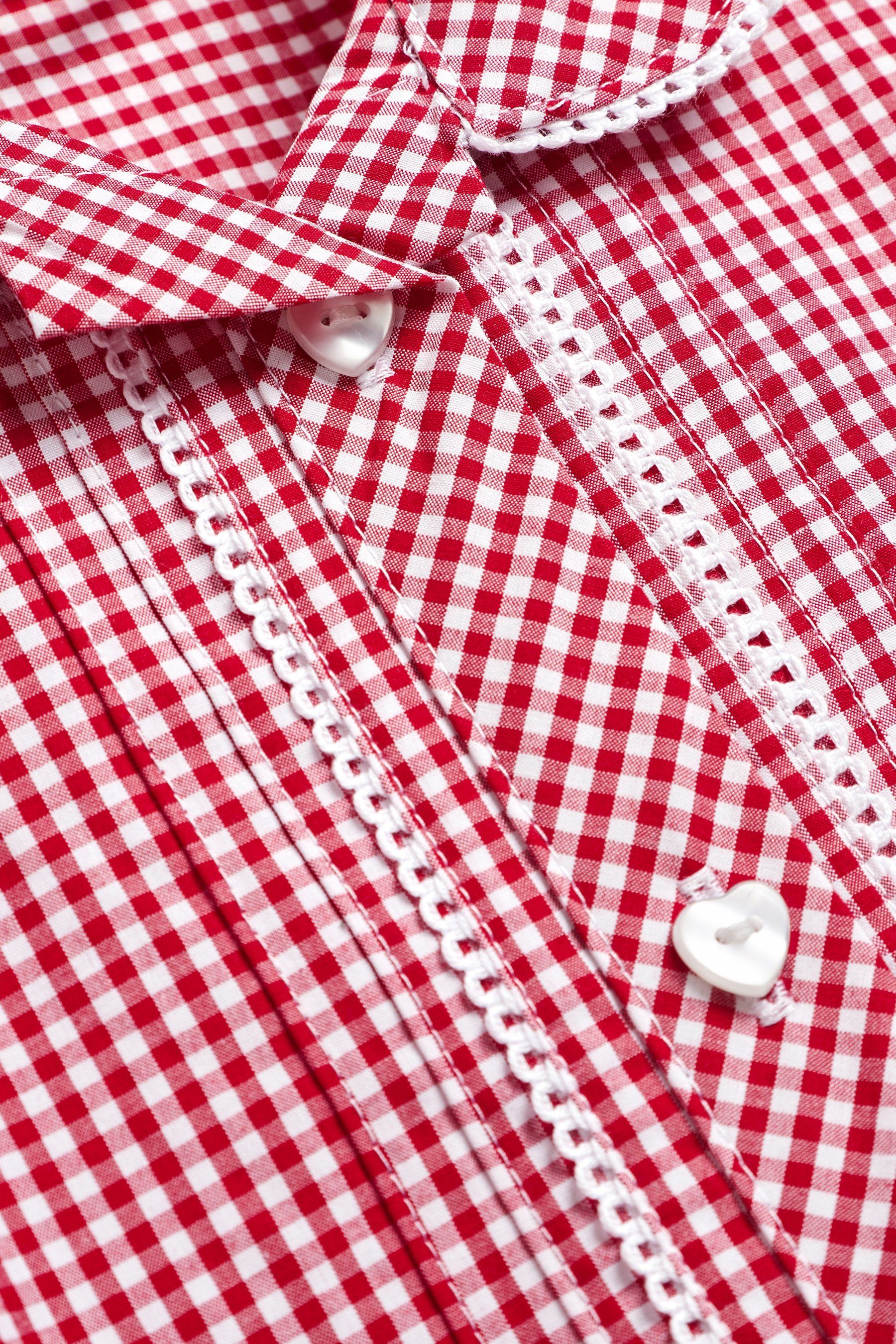 Next Karokleid Kleid mit Vichykaros, Knopfleiste + Spitzenbesatz (1-tlg)