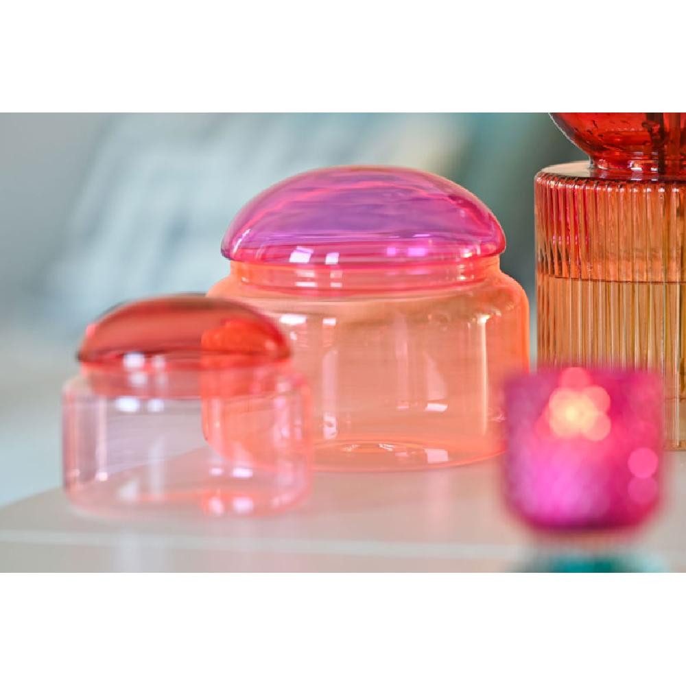 Giftcompany Schmuckkassette Dose mit Deckel Voile Glas Rot Rosa