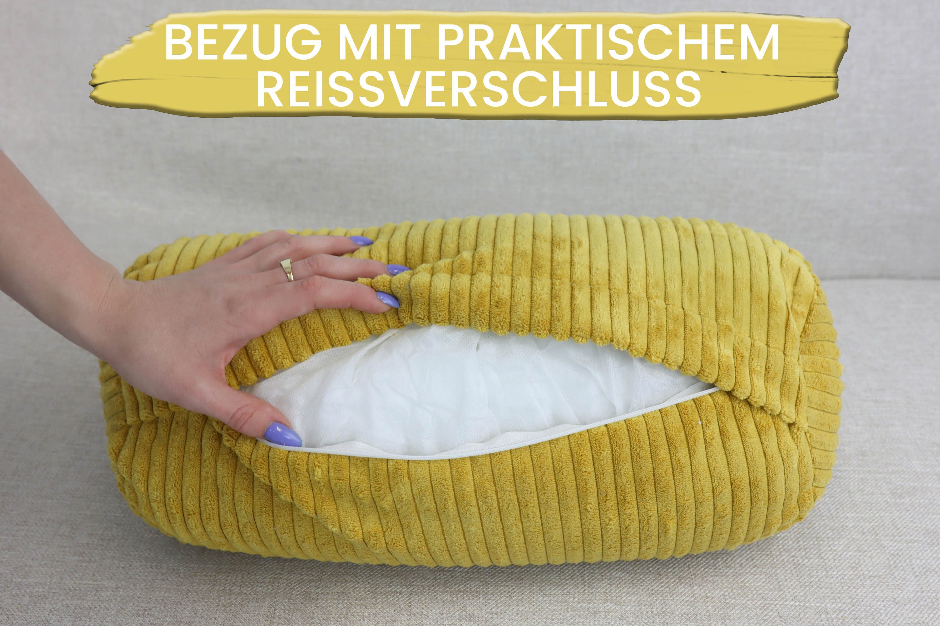 Amilian Nackenrolle 15x40 cm Nackenkissen Sofa - Bettrolle Cord-Optik - Kissenrolle weich, 1-tlg., inkl. Bezug, maschinenwaschbar, Reißverschluss, formstabil