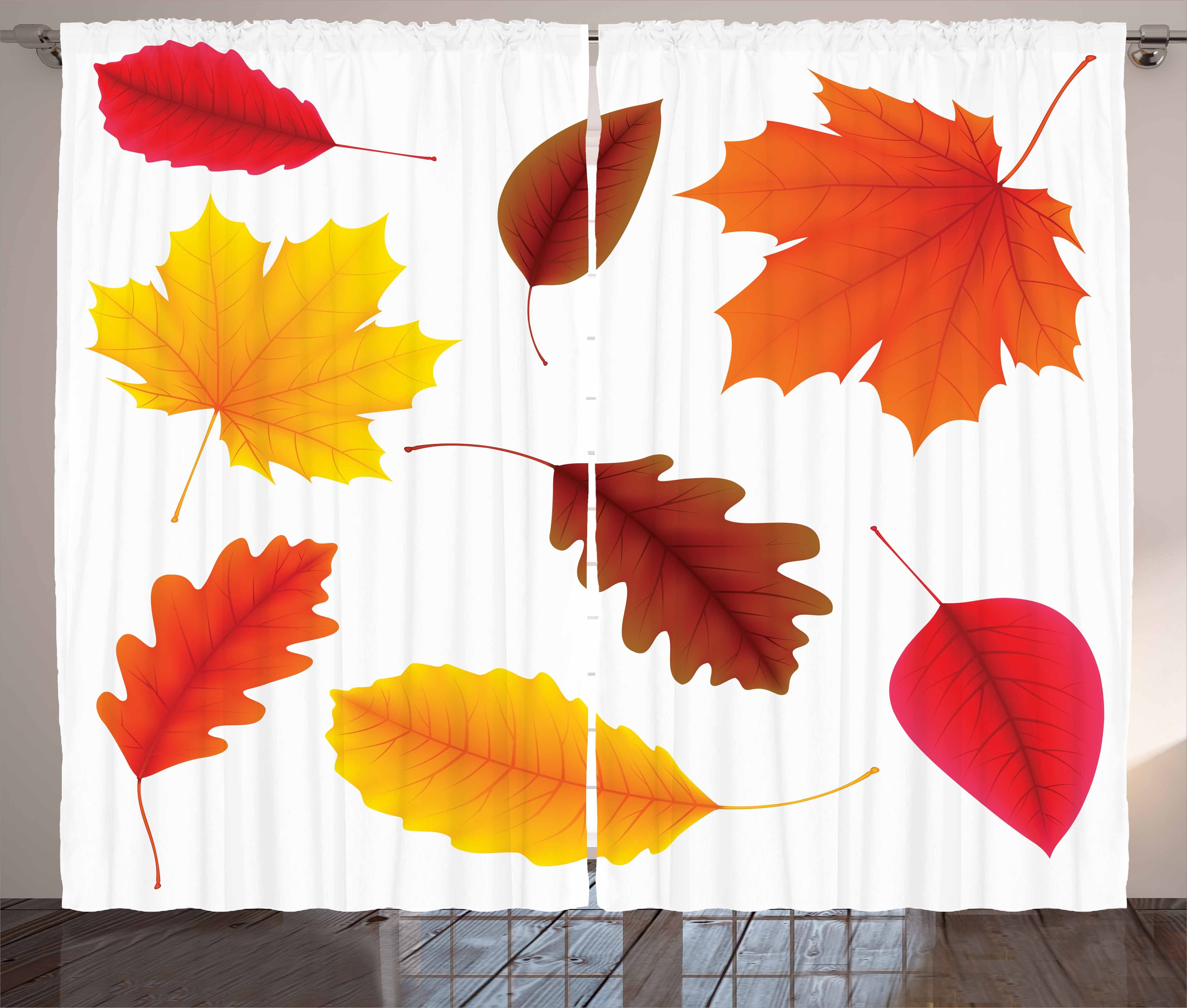 Gardine Schlafzimmer Kräuselband Vorhang Abakuhaus, Herbst-Laub Schlaufen und Haken, mit Flora Blätter