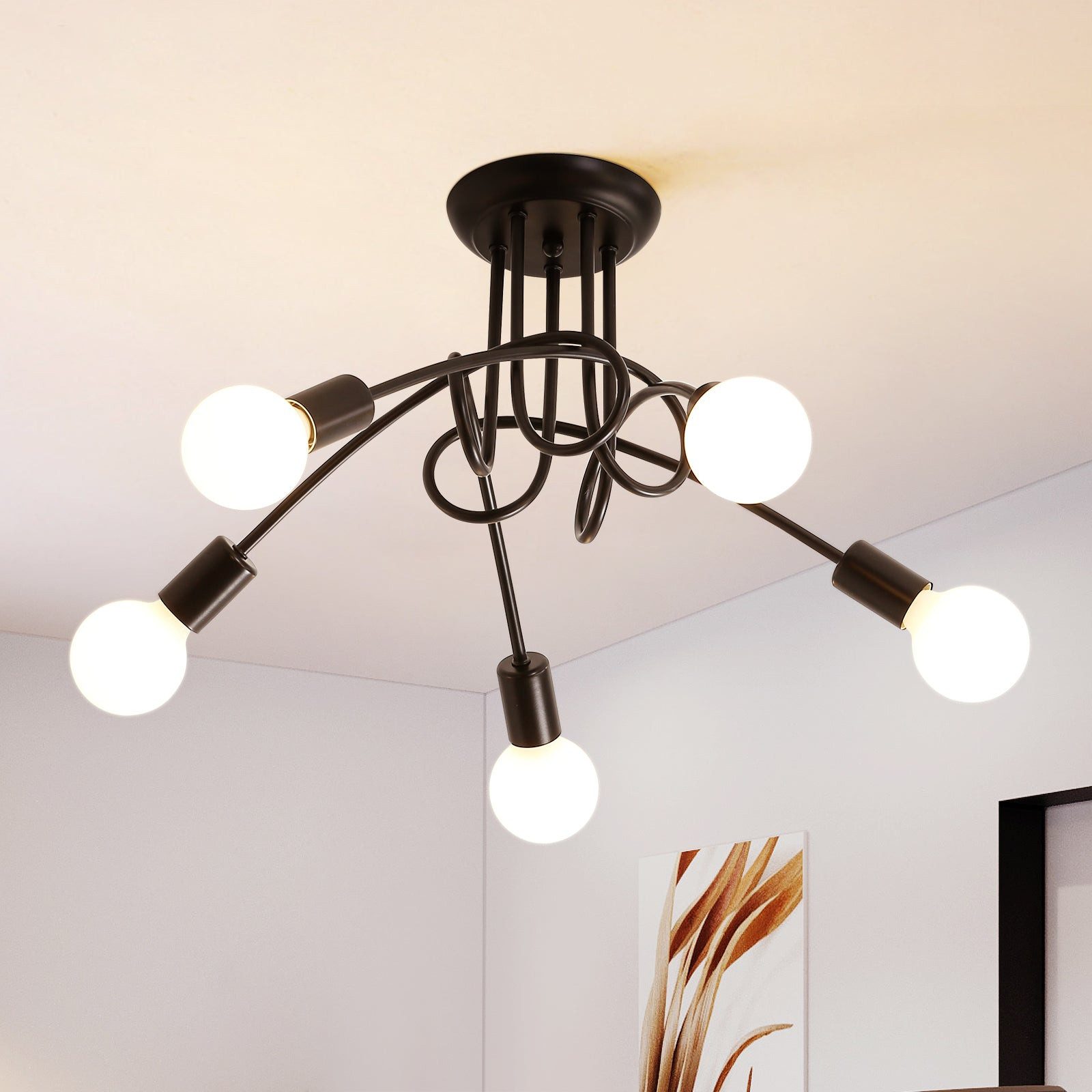 Goeco Pendelleuchte E27 Deckenleuchte, Wohnzimmer Dekoleuchte, günstig online kaufen