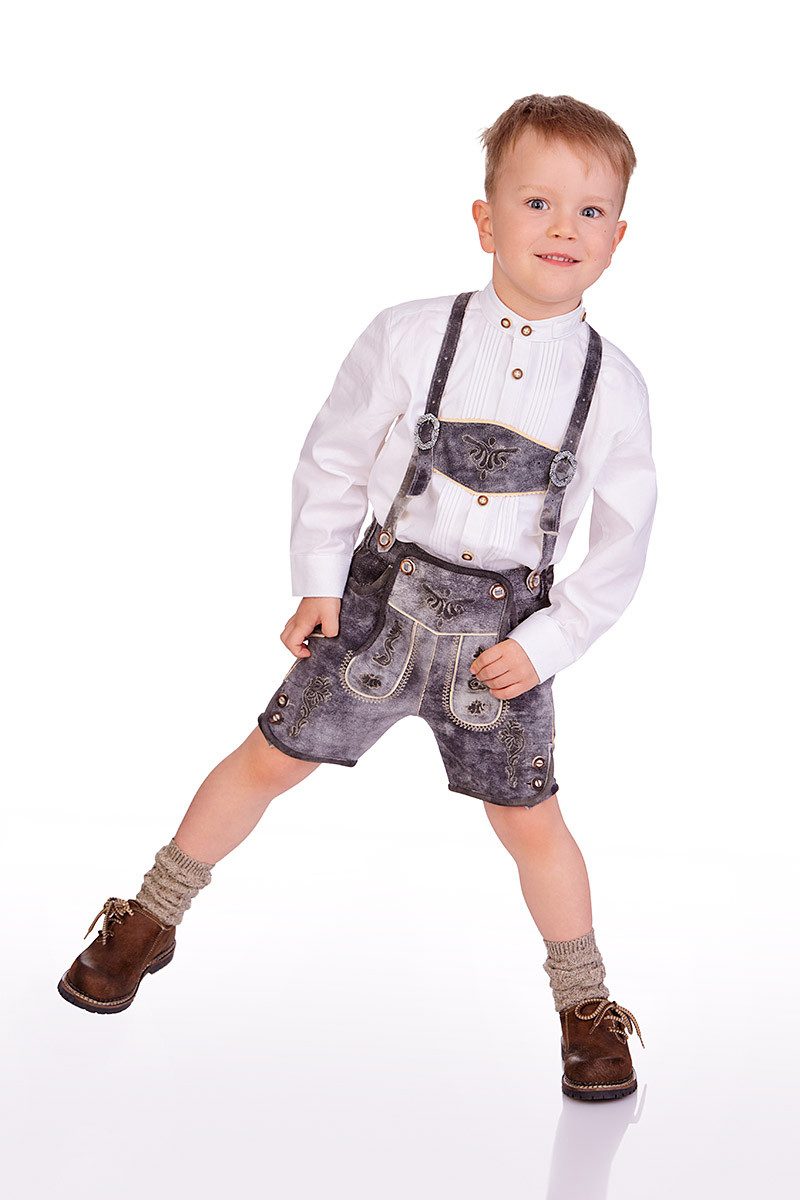 Isar-Trachten Lederhose Lederhose Kinder - FINN - grau – Bild 4 von 5