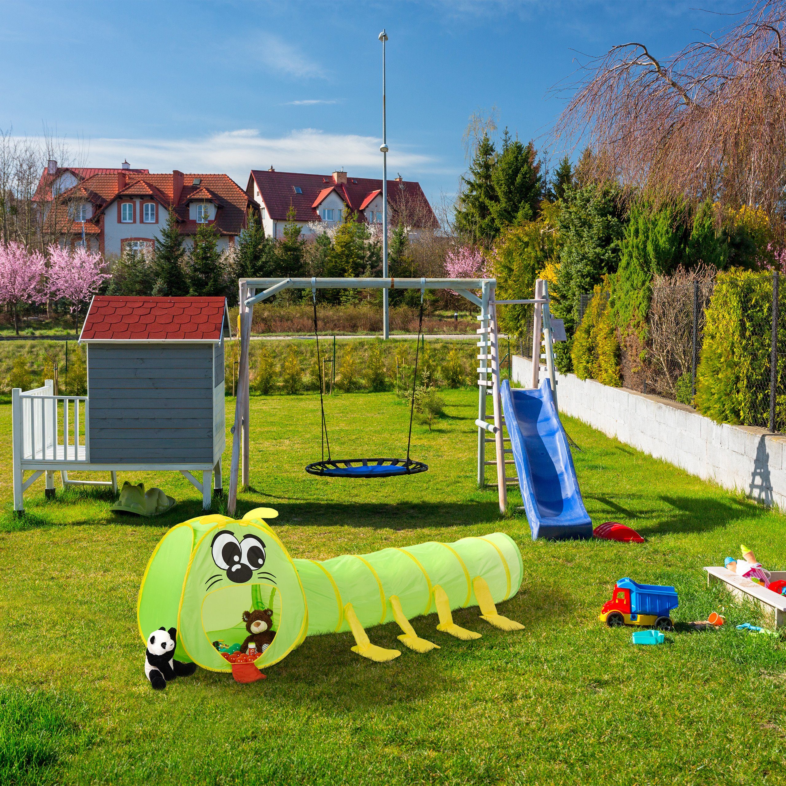 relaxdays Spieltunnel Kinder Krabbeltunnel Raupe günstig online kaufen