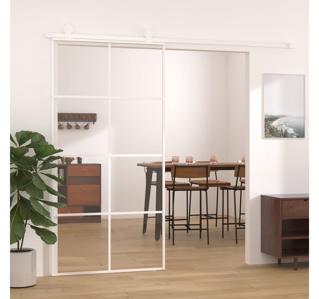 Thumbnail - vidaXL Zimmertür Schiebetür ESG Glas und Aluminium 102,5x205 cm Weiß Raum Zimmer Tür