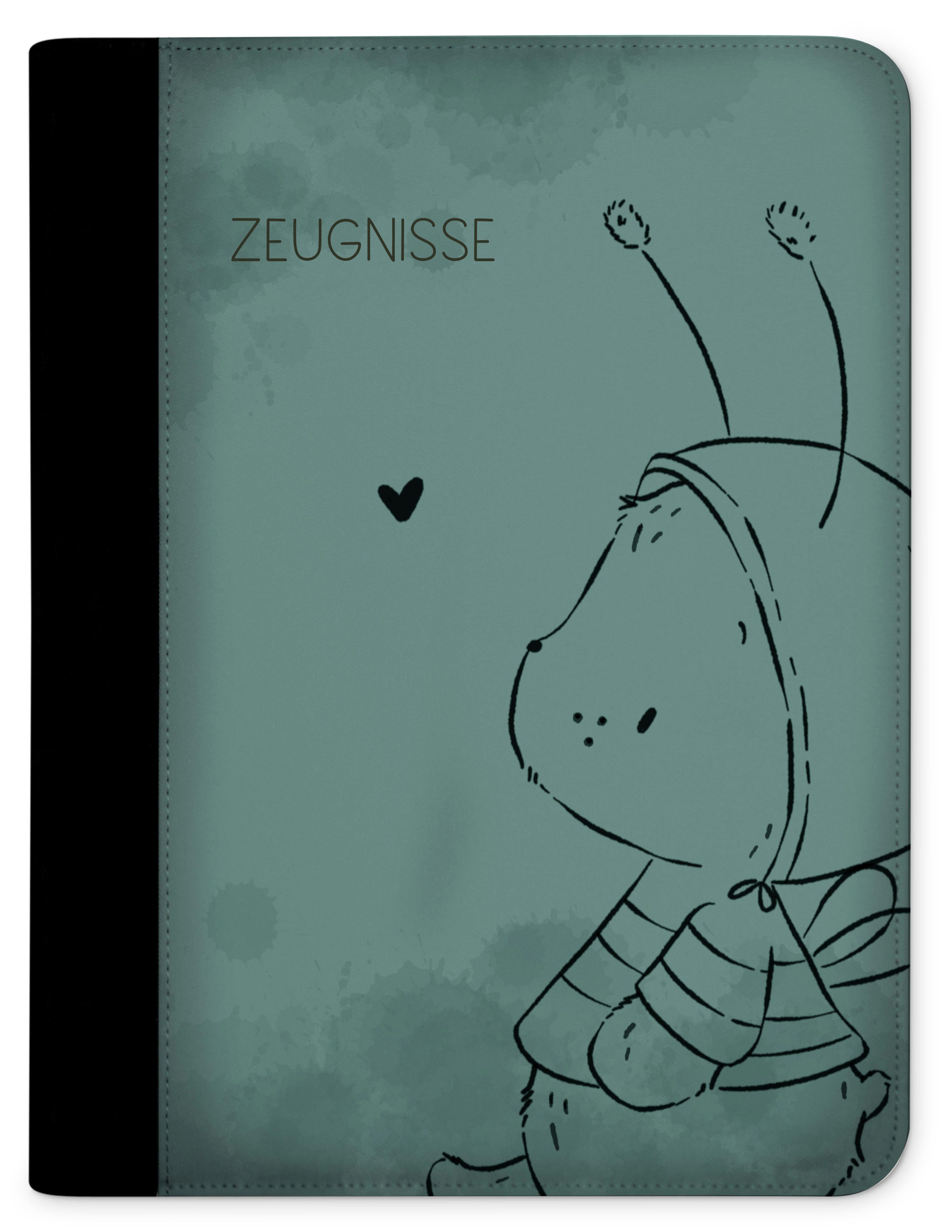 Schreibmappe Kinder Zeugnismappe, Dokumentenmappe, Ordner A4, Hummel Bär grün