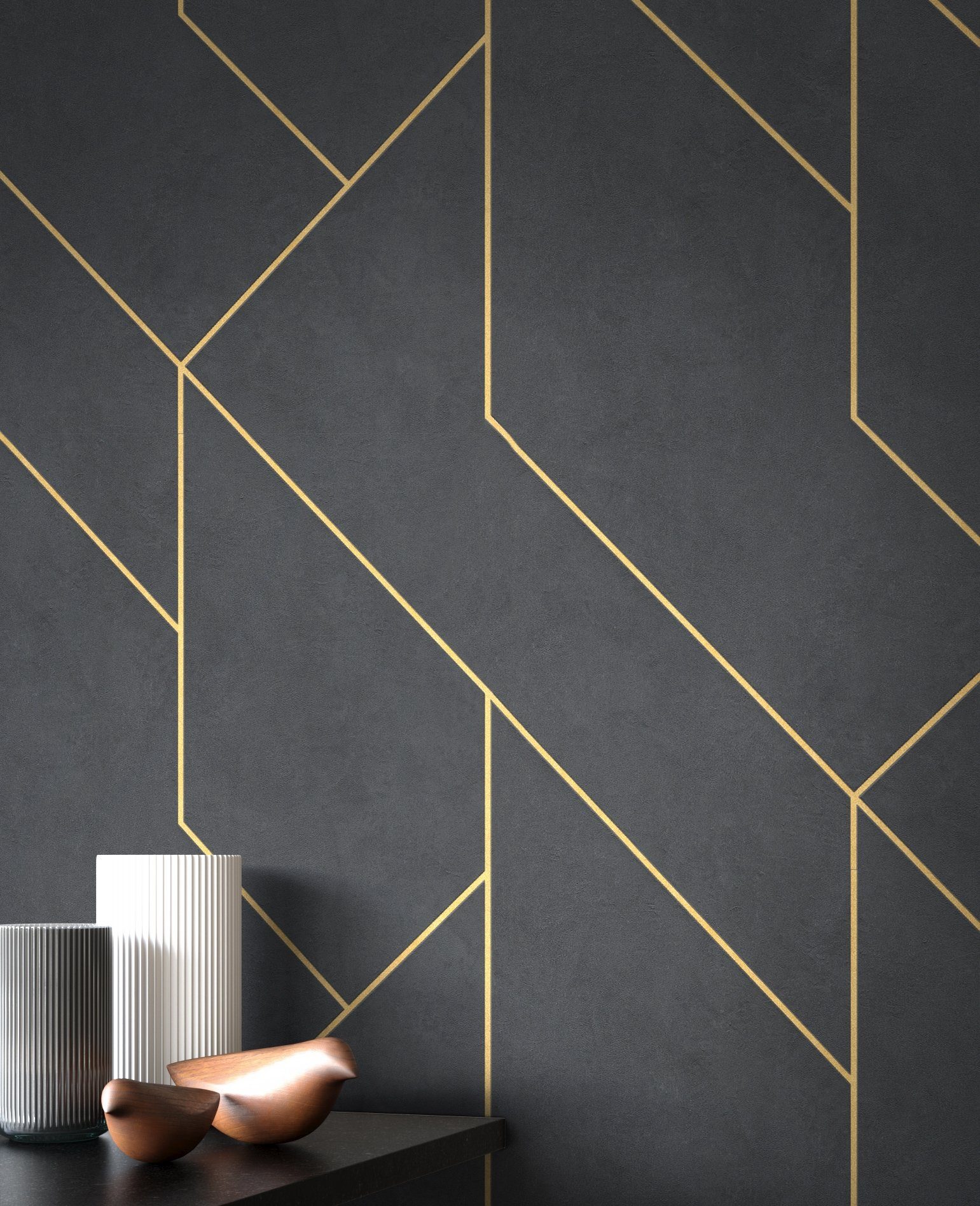 Newroom Vliestapete, Schwarz Tapete Modern Linien günstig online kaufen