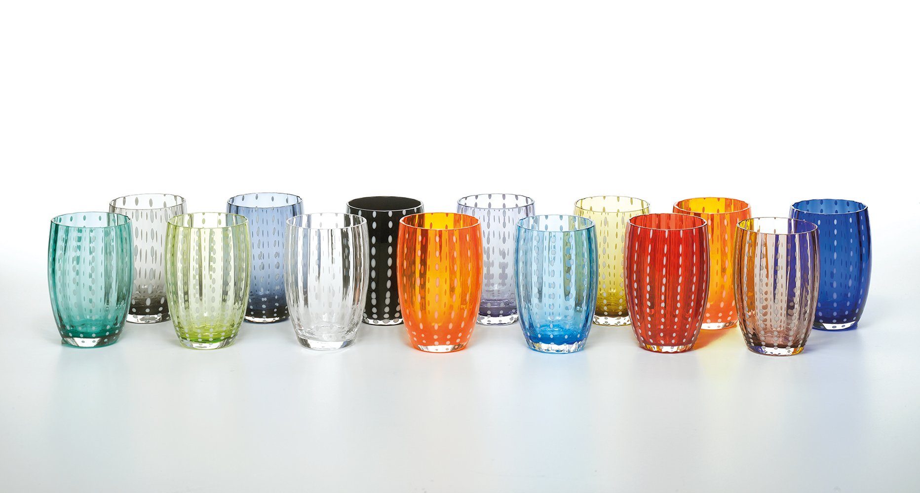 Zafferano Gläser-Set Perle Handgemachtes Gläser Set 6 Stück - Farblich Sortiert, 6-teiliges Set