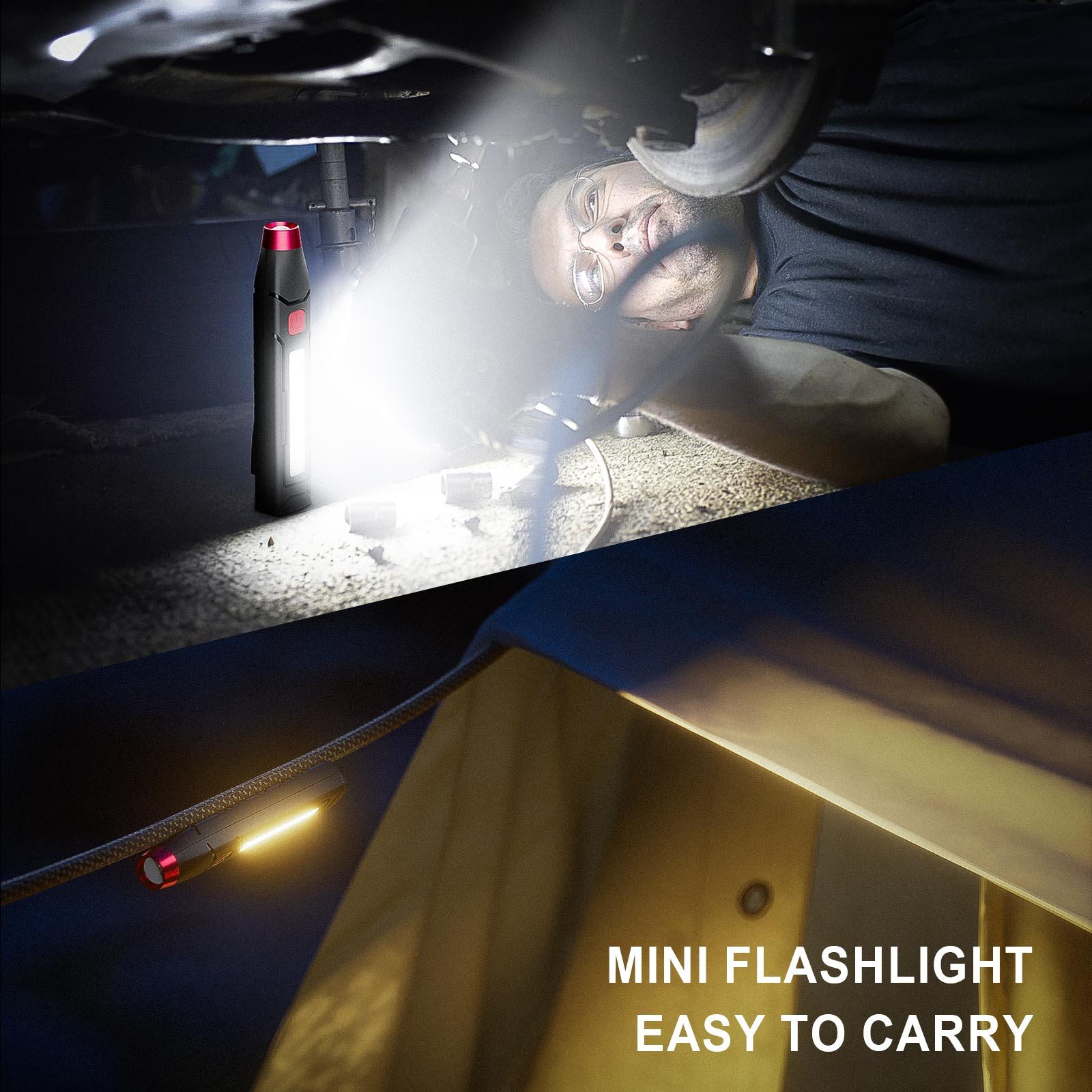 Novostella LED Taschenlampe USB-C Aufladbarer LED-Keychain Taschenlampen 200LM mit Magnet (Packung)