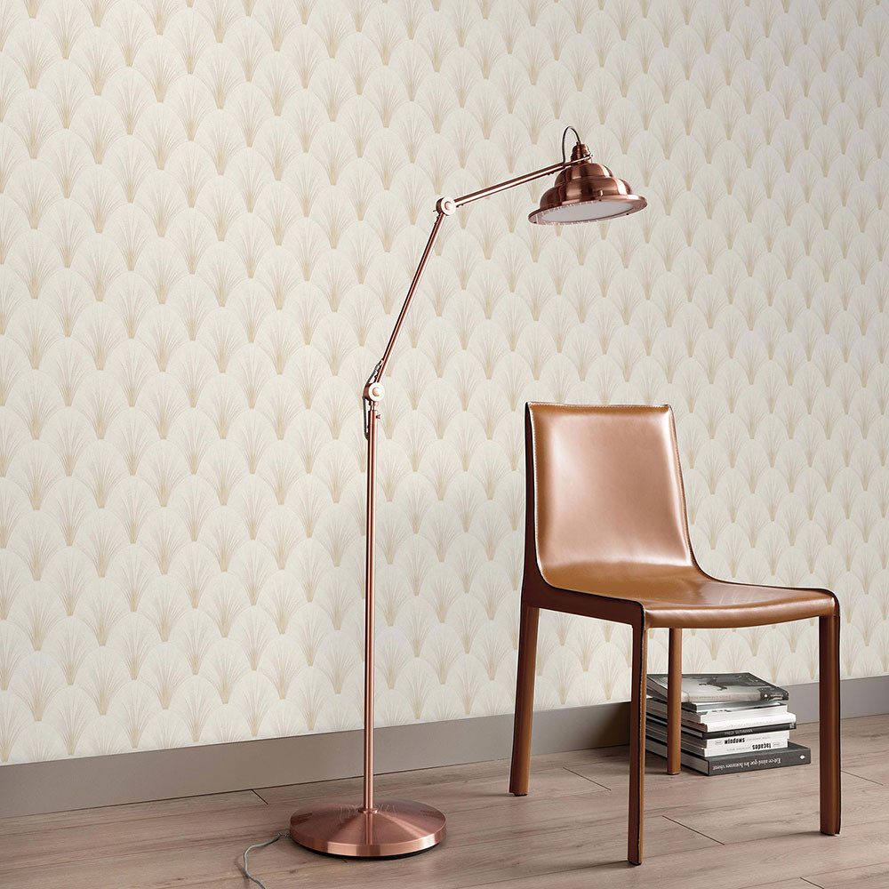 Erismann Vliestapete Art Deco Fächer Motiv Creme Beige Glitzer 10451-14 Elle Decoration