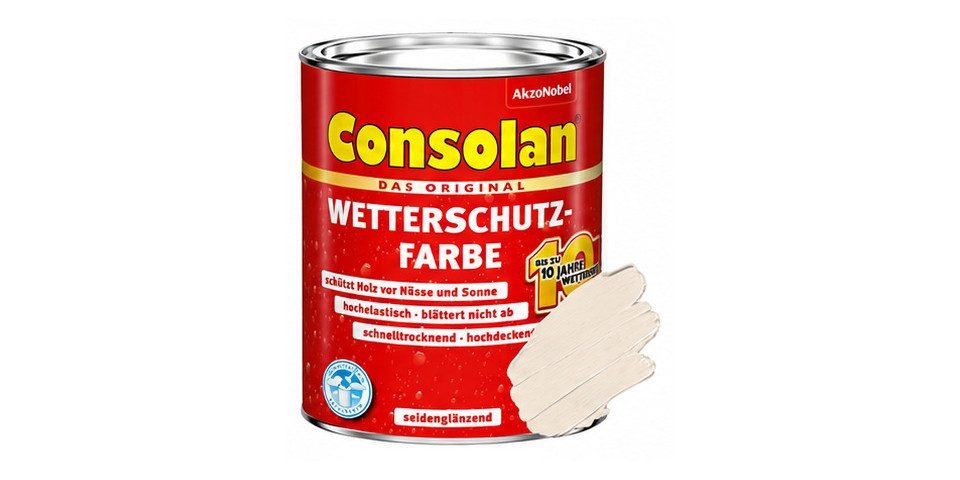 Consolan  Holzschutzlasur Consolan Wetterschutz-Farbe 0,75 L kieselweiss