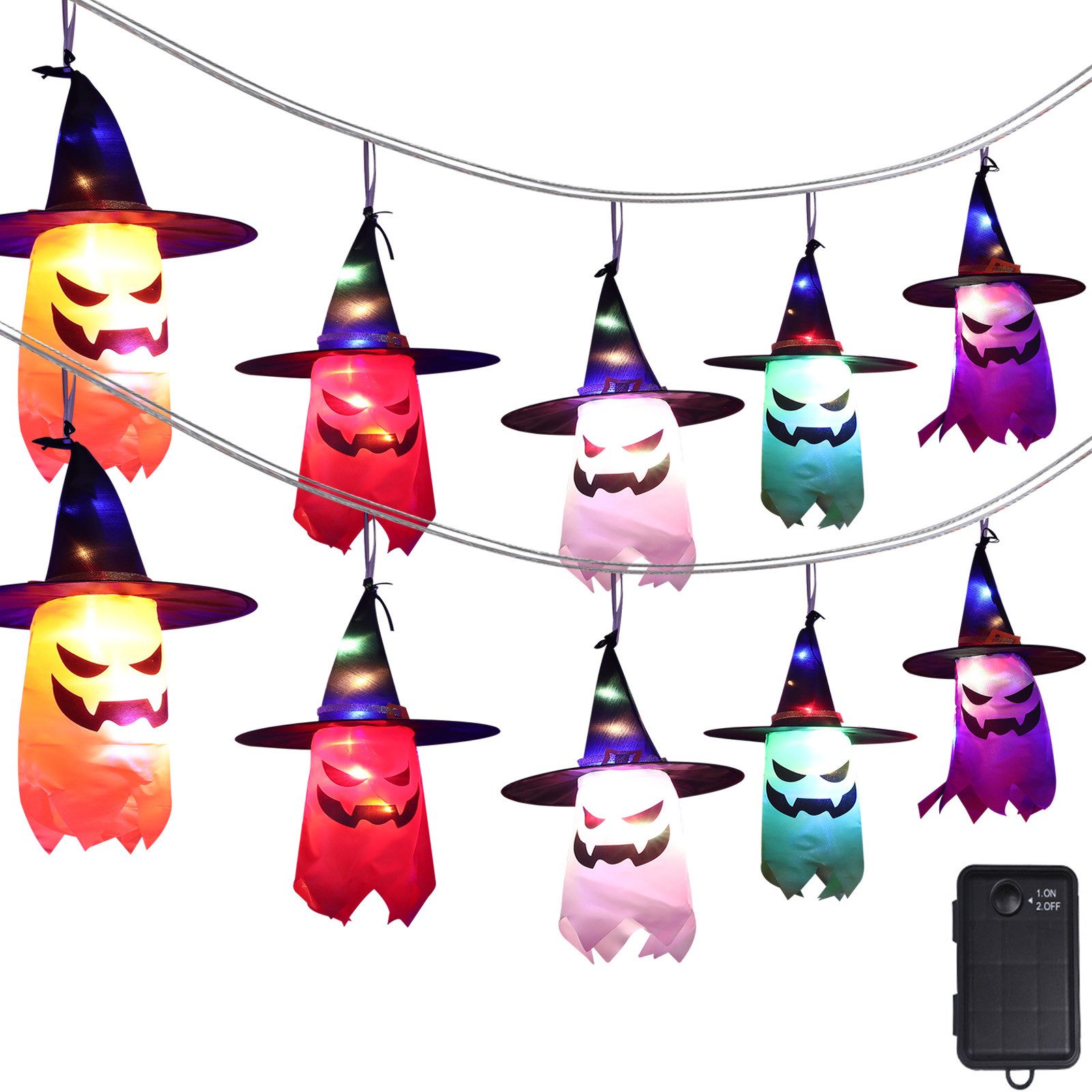 MUPOO Dekohänger Halloween LED-Lichterkette Geister 45cm günstig online kaufen