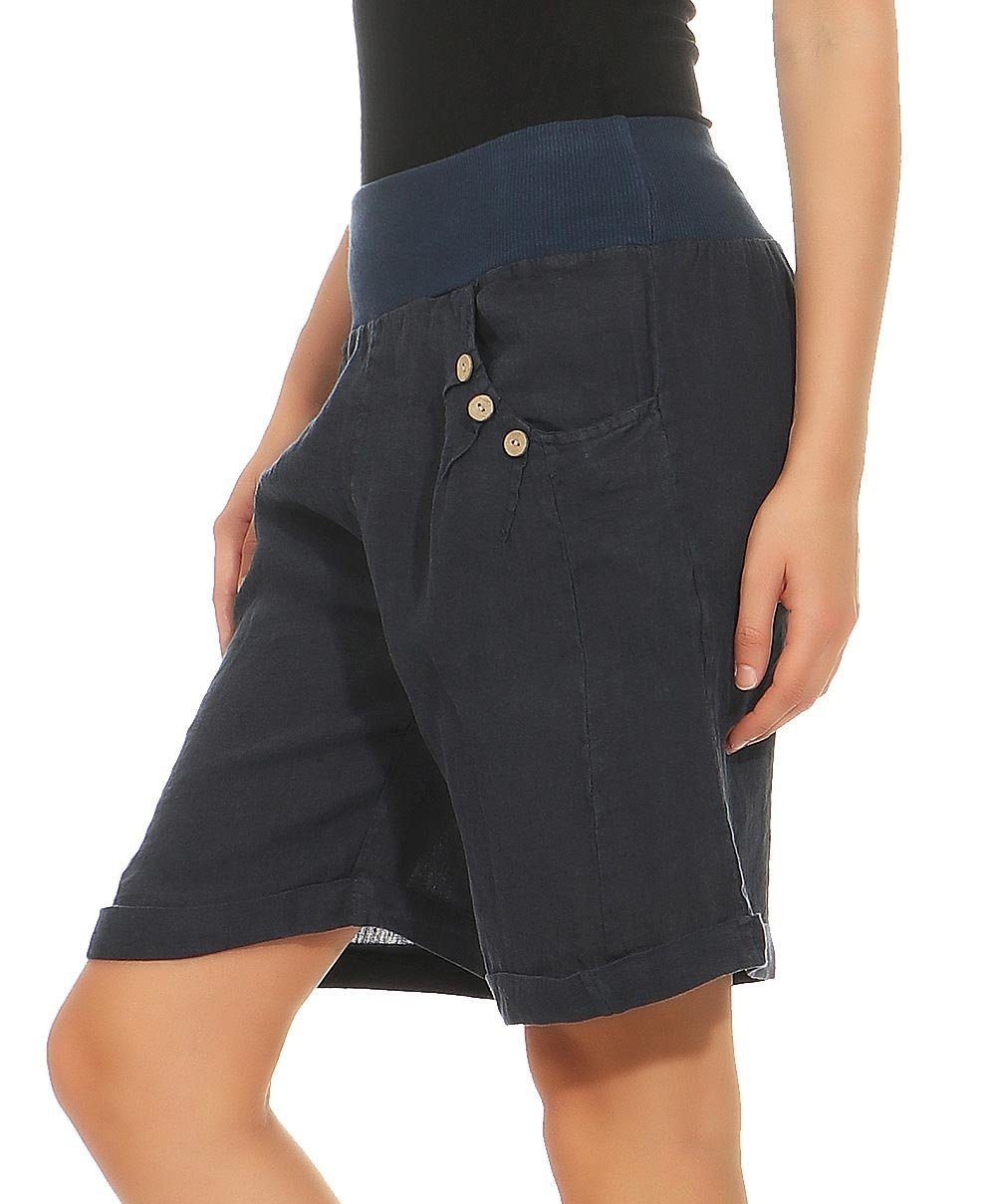 malito more Shorts than Leinenhose Leinen Bermuda fashion dunkelblau aus 8024