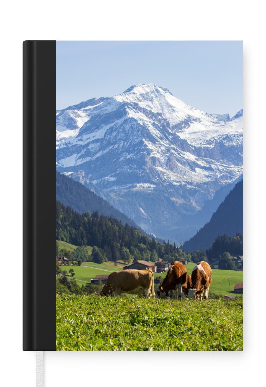 MuchoWow Notizbuch 98 Haushaltsbuch Alpen, Journal, die für Notizheft, Kühe A5, Merkzettel, Seiten, Tagebuch