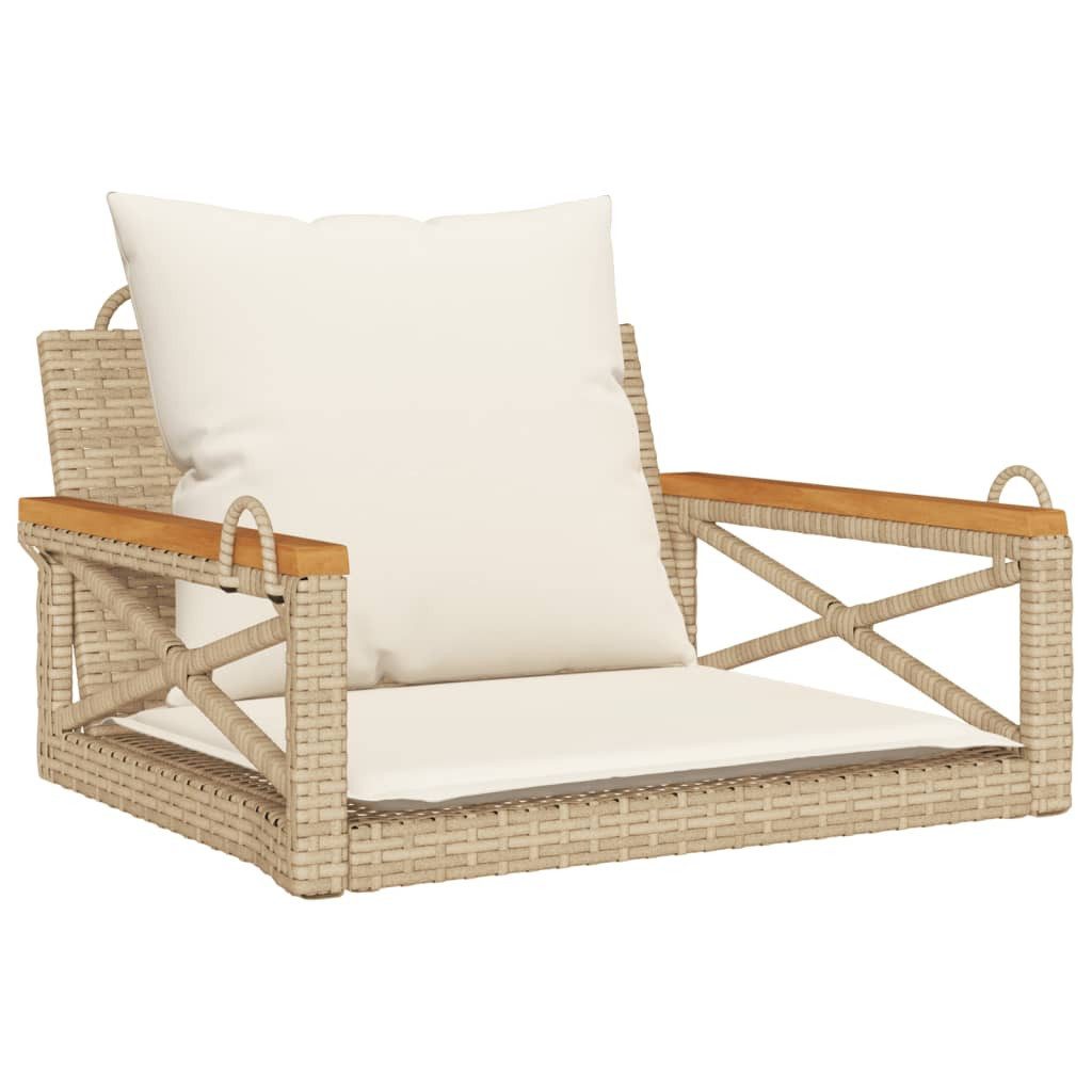vidaXL Hollywoodschaukel 63 x 62 x 40 cm Hängesessel mit Kissen Beige 63x62x40 cm Polyrattan Au