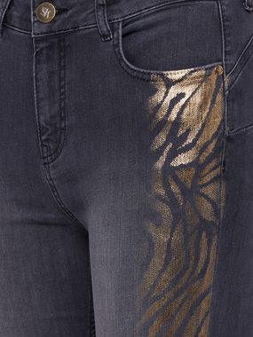 Sarah Kern 5-Pocket-Jeans Ankle-Jeans figurbetont mit Zebra-Motiv