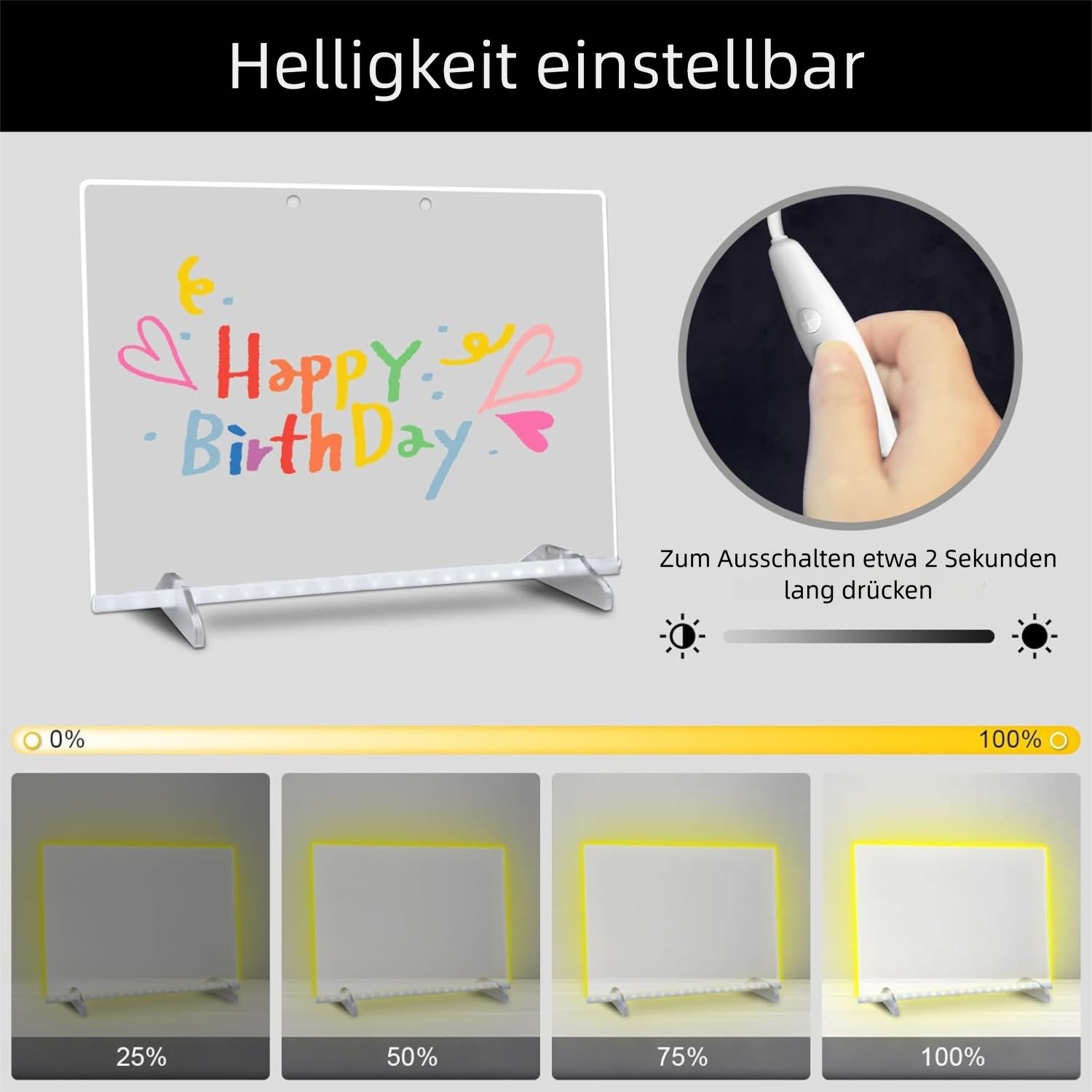 VEKROBOT Memoboard LED Leuchtboard Acryl, Nachrichten, DIY, Geschenk, leuchtende Tafel, (Set, 1-tlg., Halloween-Geschenk – LED-Acrylboard für Nachrichten & Notizen), Leuchtender Tischbuchstabe – Nachrichtentafel, Geschenk & Spielzeug