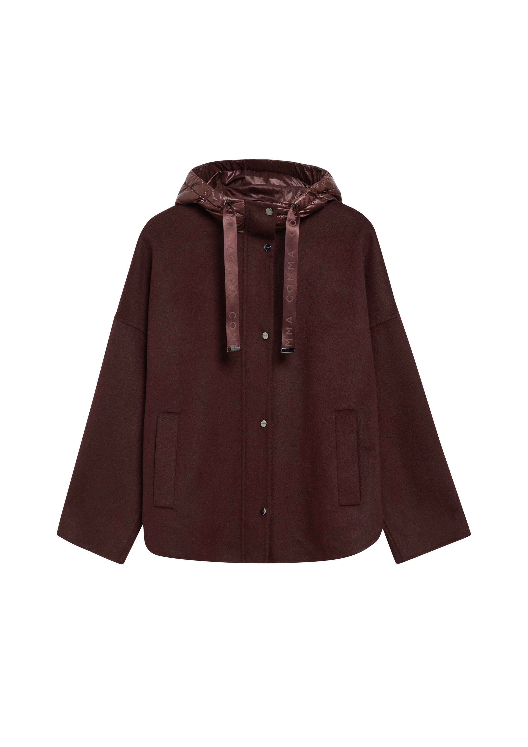 comma Winterjacke Outdoor-Jacke Cape-Jacke aus Doubleface mit Nylon-Kapuze – Bild 2 von 5