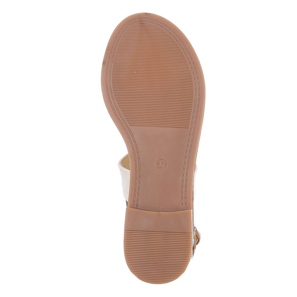 Ital-Design Modische Damen Sandalen mit Holzperlen für Sommerlook Riemchensandalette (89542646) Blockabsatz Riemchensandalen in Beige