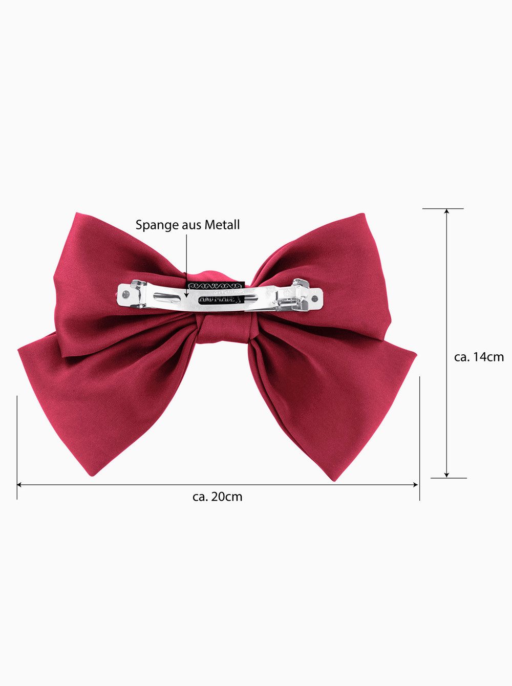 axy Haarspange Schleife-Haarspange mit XL großer Schleife aus Satin, femininer Style Damen Vintage Haarspange Haarklammer