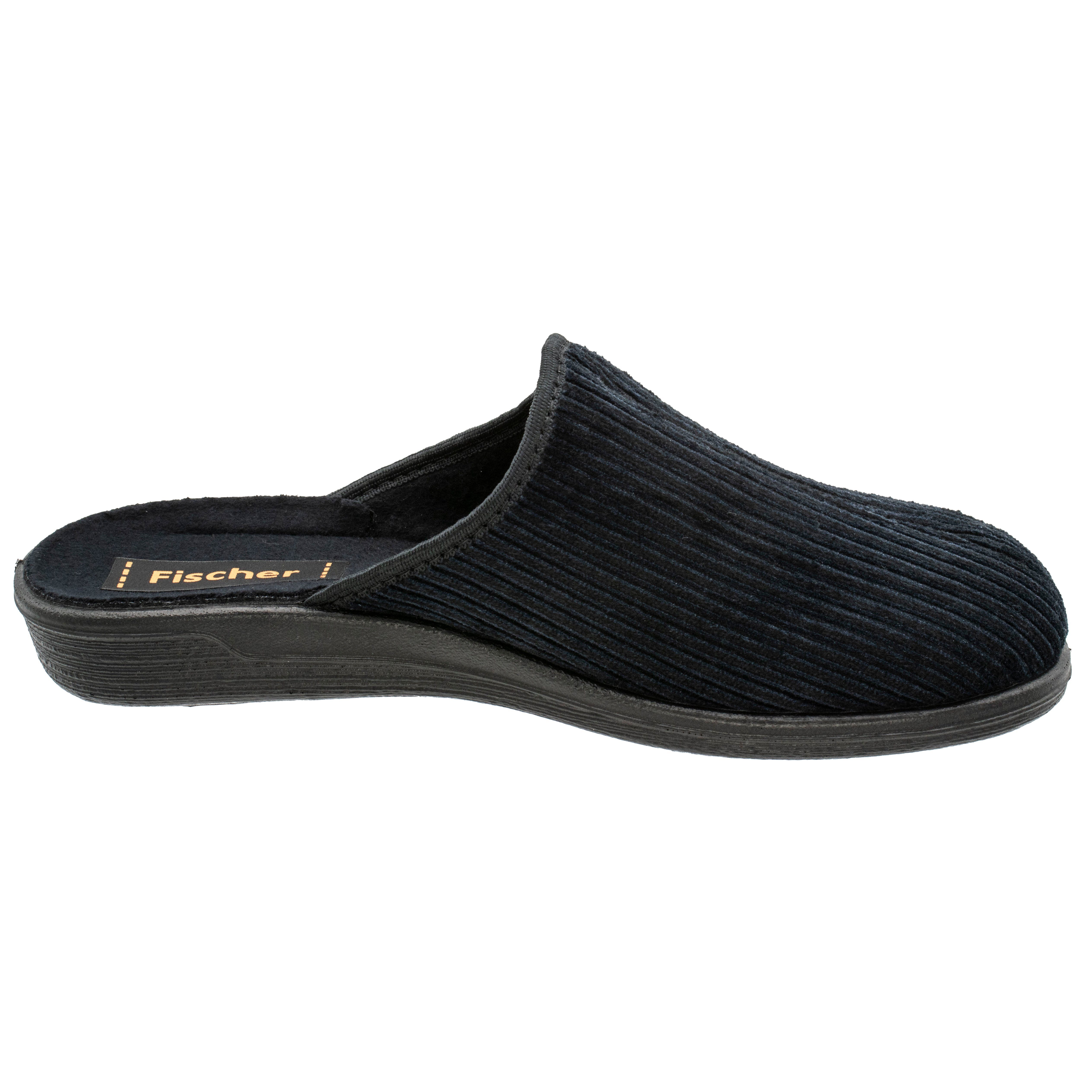 Fischer-Markenschuh Frank Pantoffel Streifencord, Moltonfutter