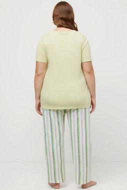 Ulla Popken Pyjama Pyjama Glücksklee Tunika-Ausschnitt Halbarm