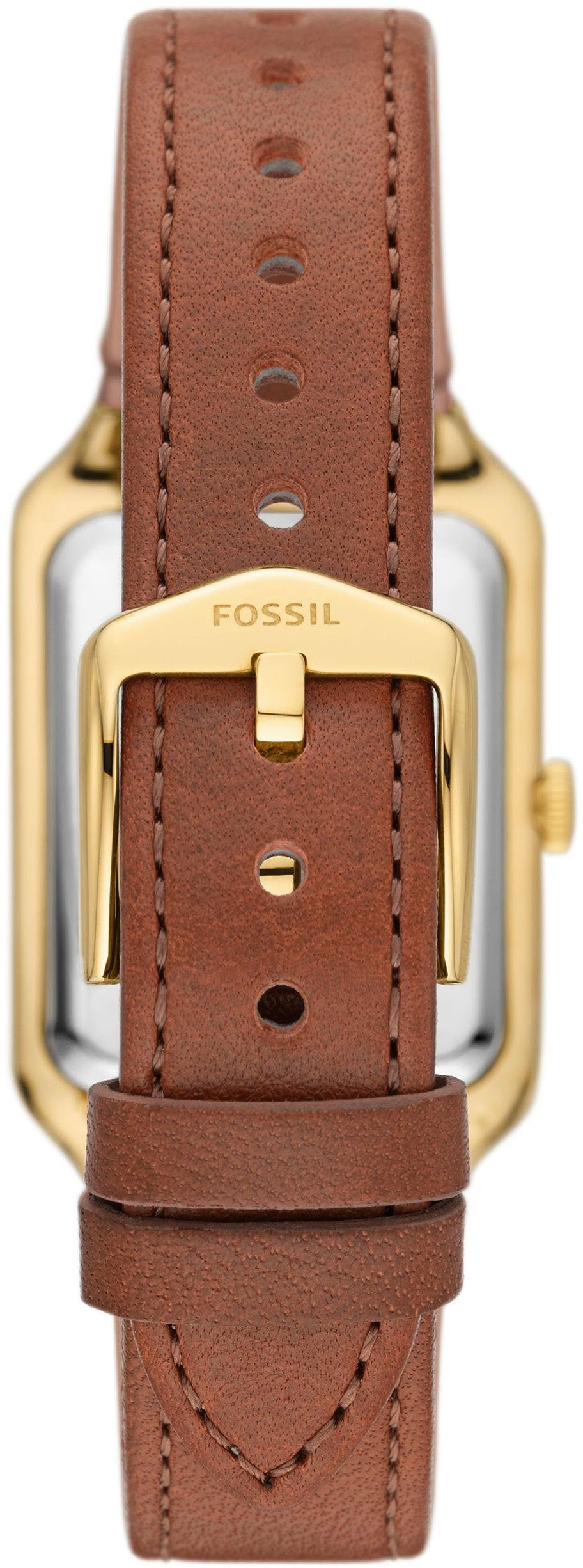 Fossil Quarzuhr RAQUEL ES5307, Armbanduhr, Damenuhr, Perlmutt-Zifferblatt, Datum, Lederarmband