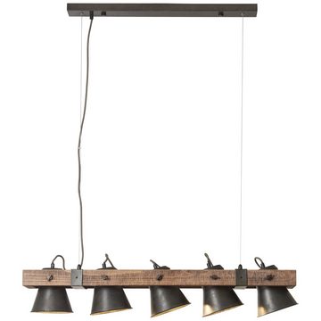 Lightbox Hängeleuchten, ohne Leuchtmittel, Hängelampe, 115 cm Höhe, E27, max. 10 W, Metall/Holz, schwarz stahl