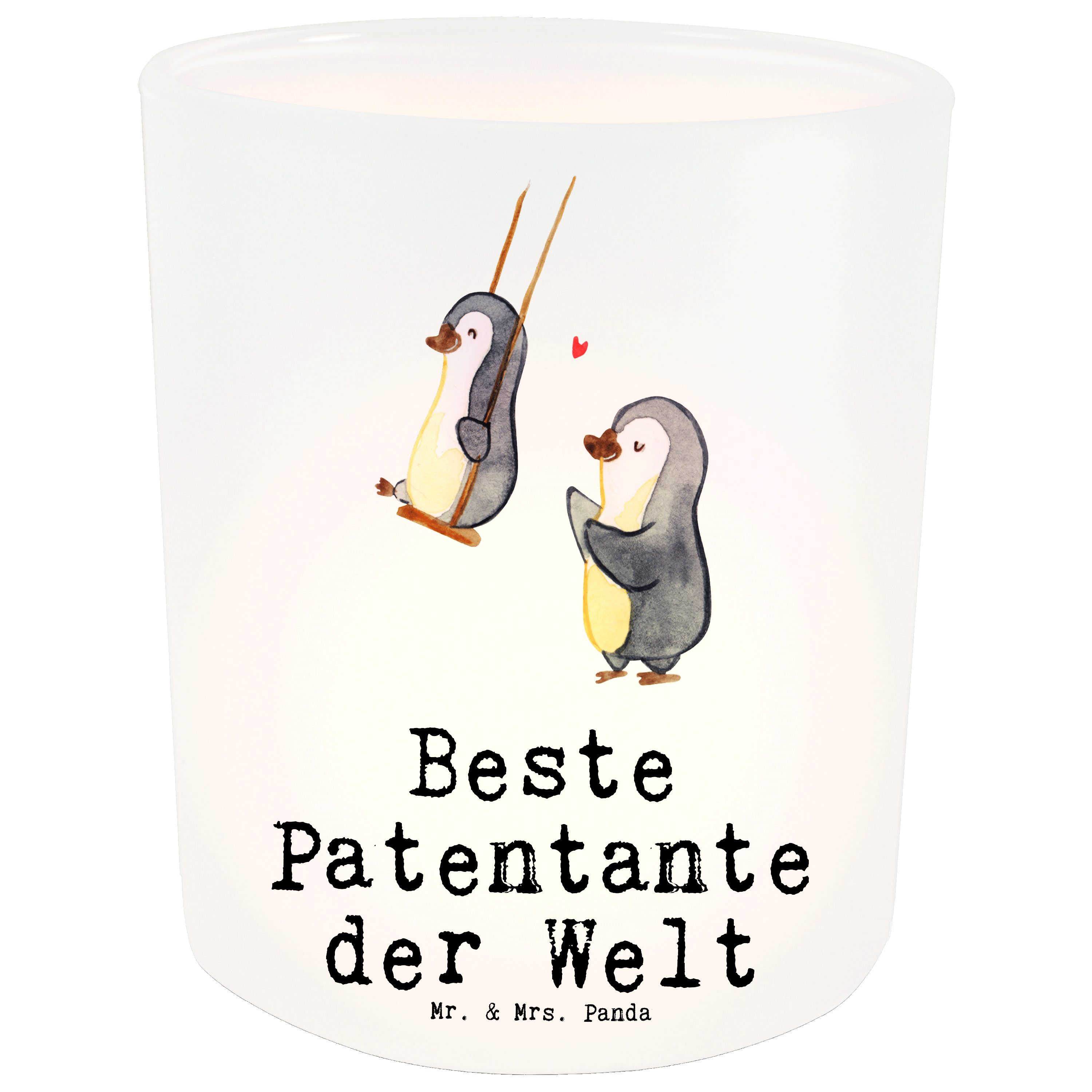 Mr. & Mrs. Panda Windlicht Neffe, - St) Ke der Geschenk, - Beste Patentante Pinguin (1 Welt Transparent