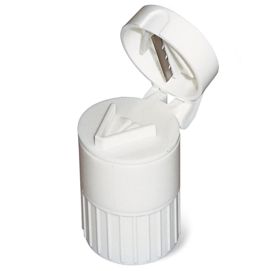 DocMed Pillendose PILL MATE Tablettenhelfer (Einzelartikel, 1 St., Robust), 3-in-1 Funktion: Tabletten teilen, zerkleinern und aufbewahren