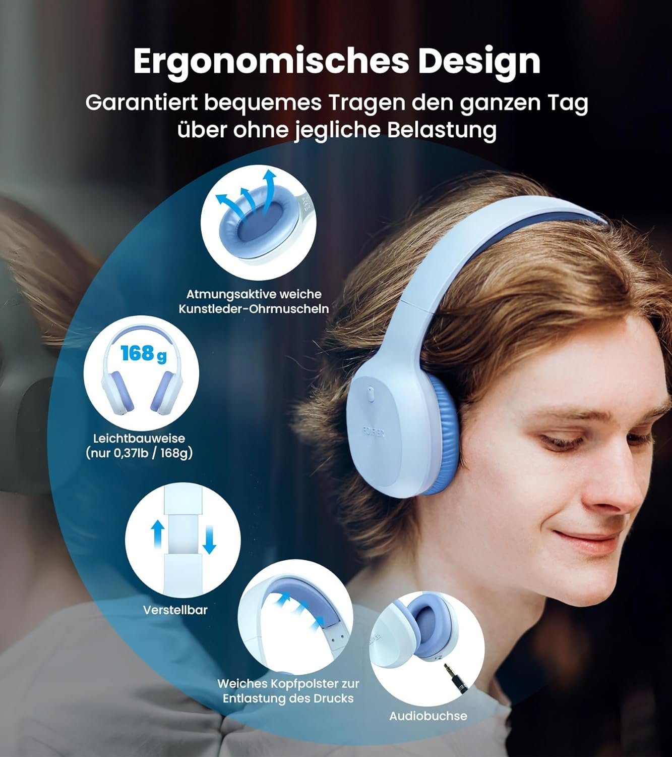 zwei Bluetooth, Verbindung Kristallklare Verbindung) Anrufe Edifier® 30 mit Bluetooth-Geräten, (Gleichzeitige Gaming-Headset Stunden Wiedergabezeit Treiber 40mm