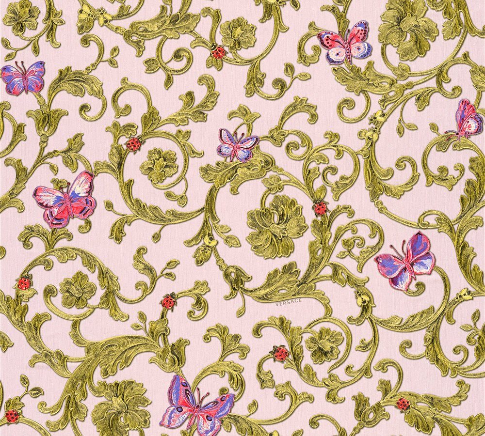 Versace Vliestapete Versace wallpaper Versace 3, Design Tapete, rosa, grün 343254