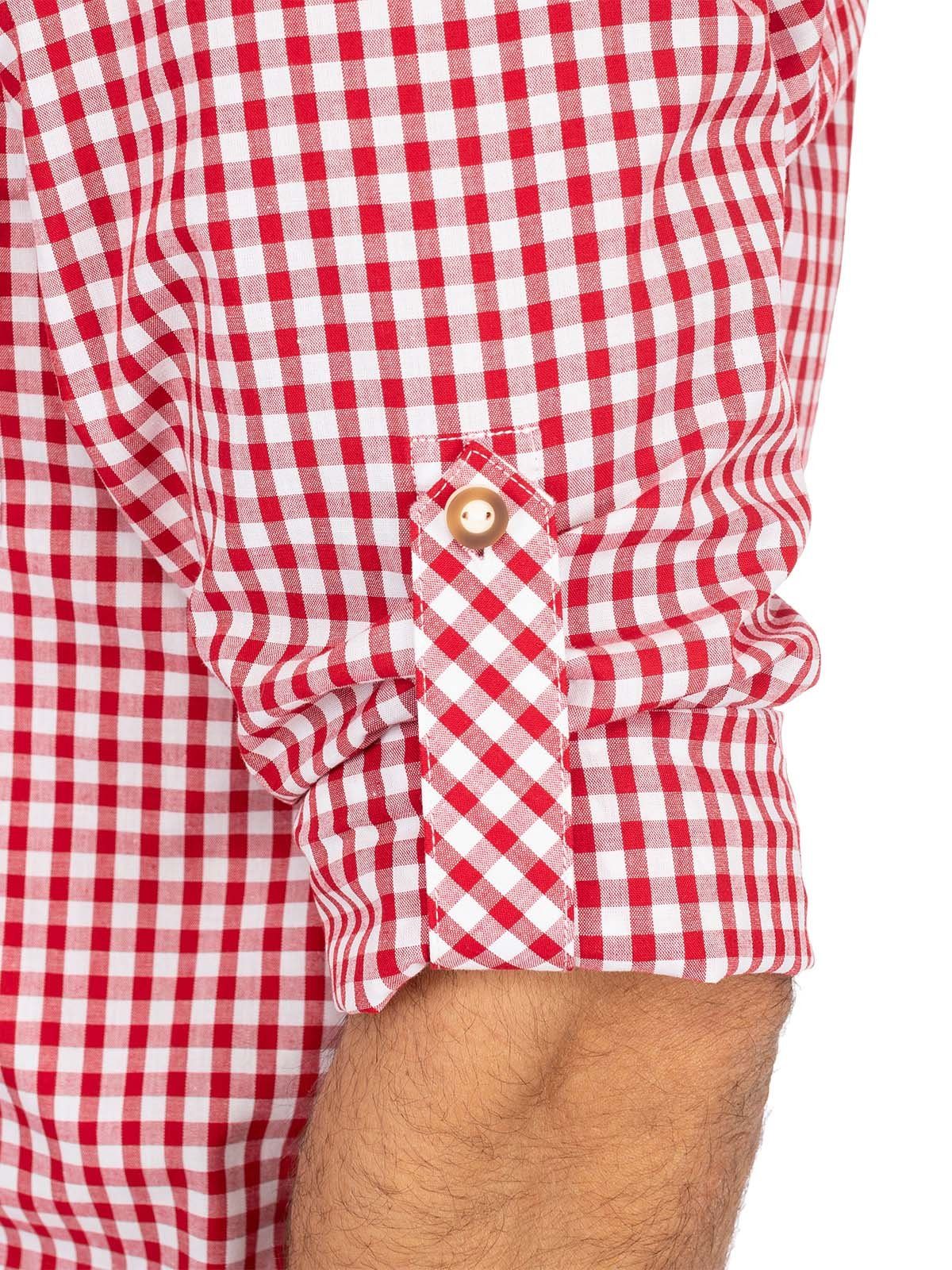 OS-Trachten BASIC (Regular rot Fit) Karo Langarmhemd Trachtenhemd