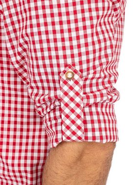 OS-Trachten Trachtenhemd Karo Langarmhemd BASIC rot (Regular Fit)