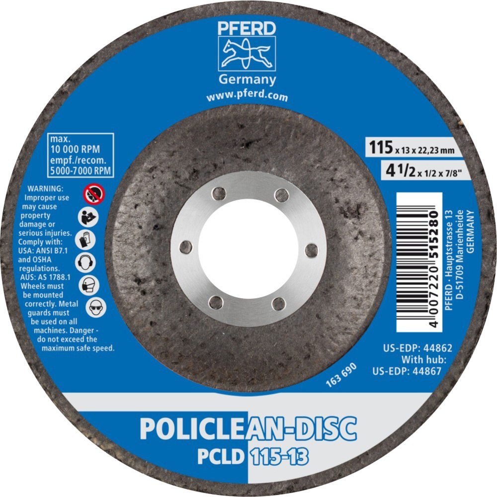 St. 44692715 PCLD PFERD Pferd 115-13 POLICLEAN-Disc 115 Schleifscheibe 5 mm