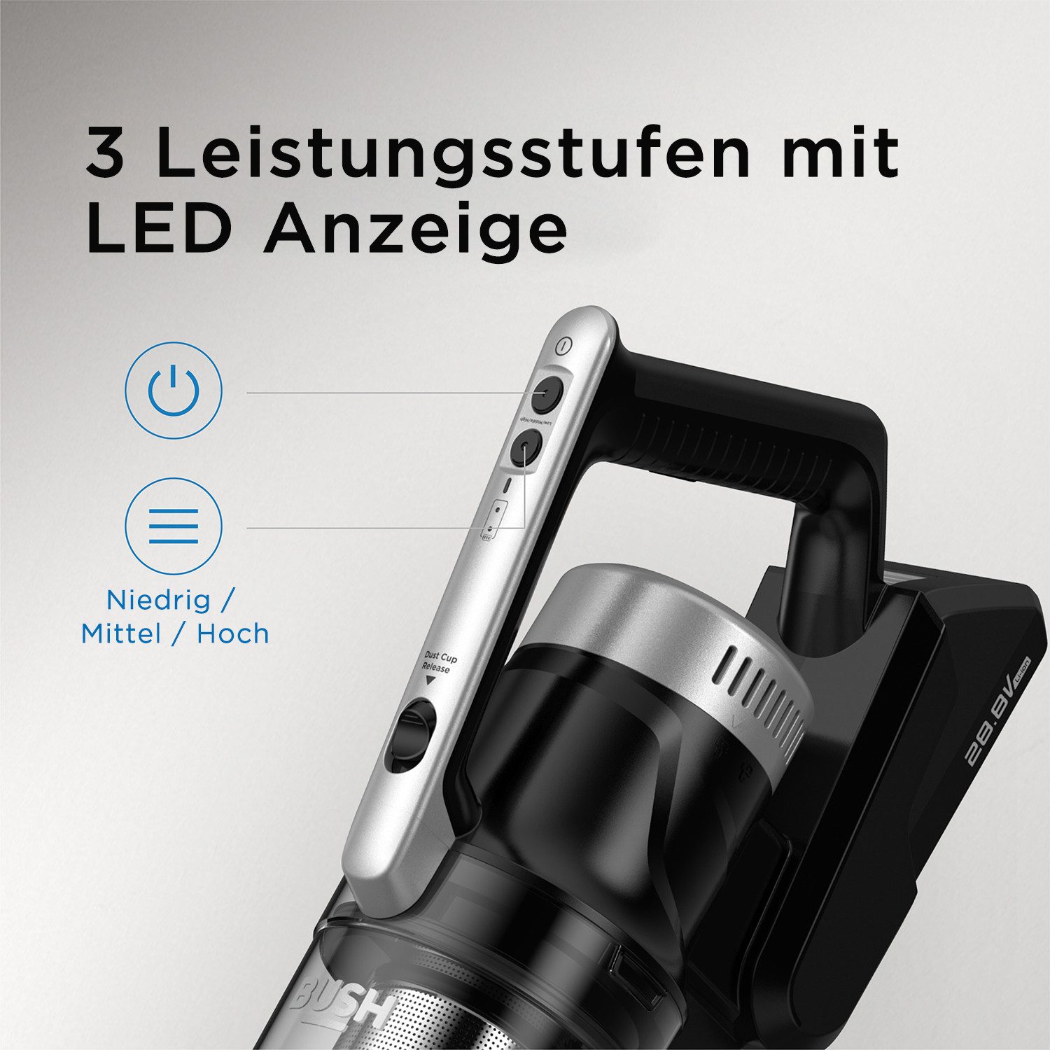 Hanseatic Akku-Hand-und Stielstaubsauger HVS450BMC Akku Staubsauger, LED Beleuchtung, HEPA H12 Filter, 450 W, beutellos, inkl. Wandhalterung, großes Zubehör, einfache Entleerung