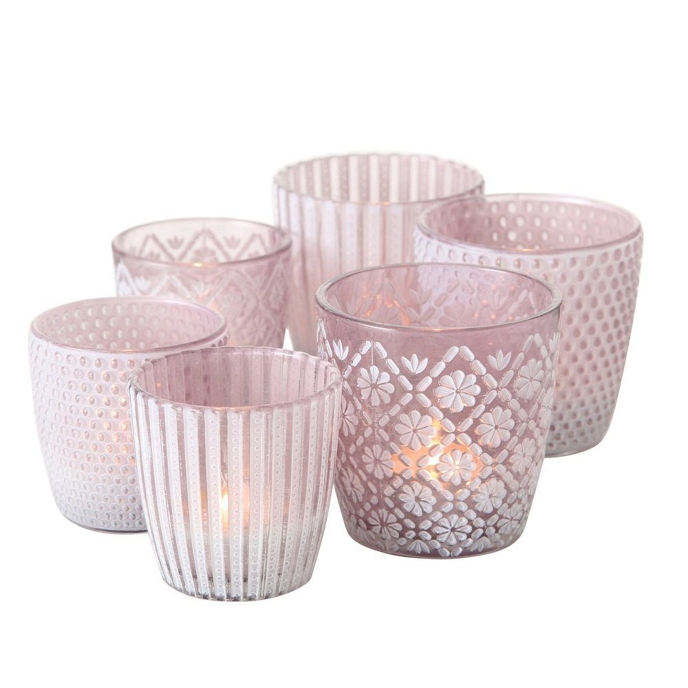 BOLTZE GRUPPE GmbH Windlicht Windlicht Teelichthalter Glas lackiert helllil günstig online kaufen