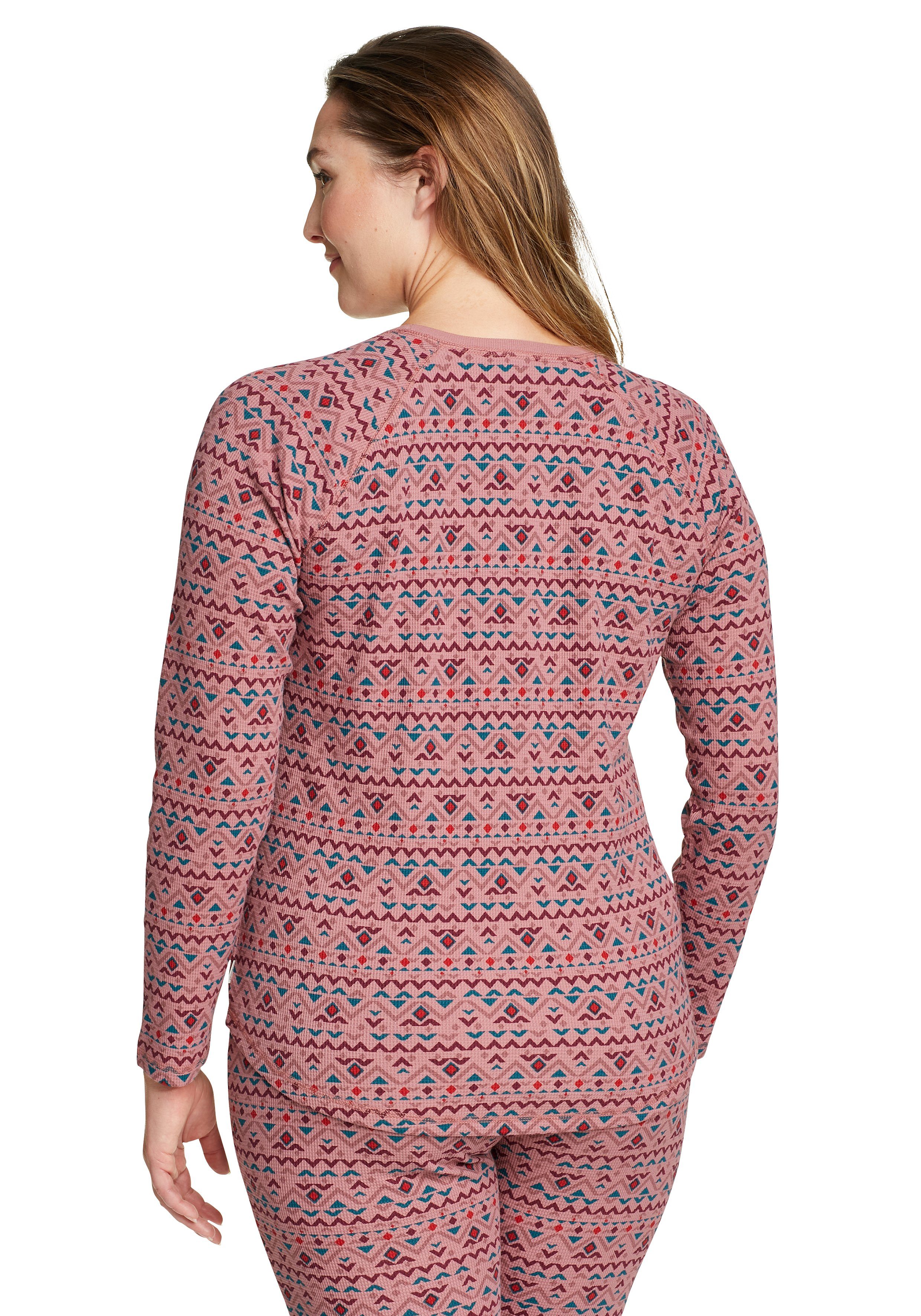 Eddie Bauer Langarmshirt Stine's - in Anemonenlila Waffelstruktur mit Favorite Waffeloptik gemustert