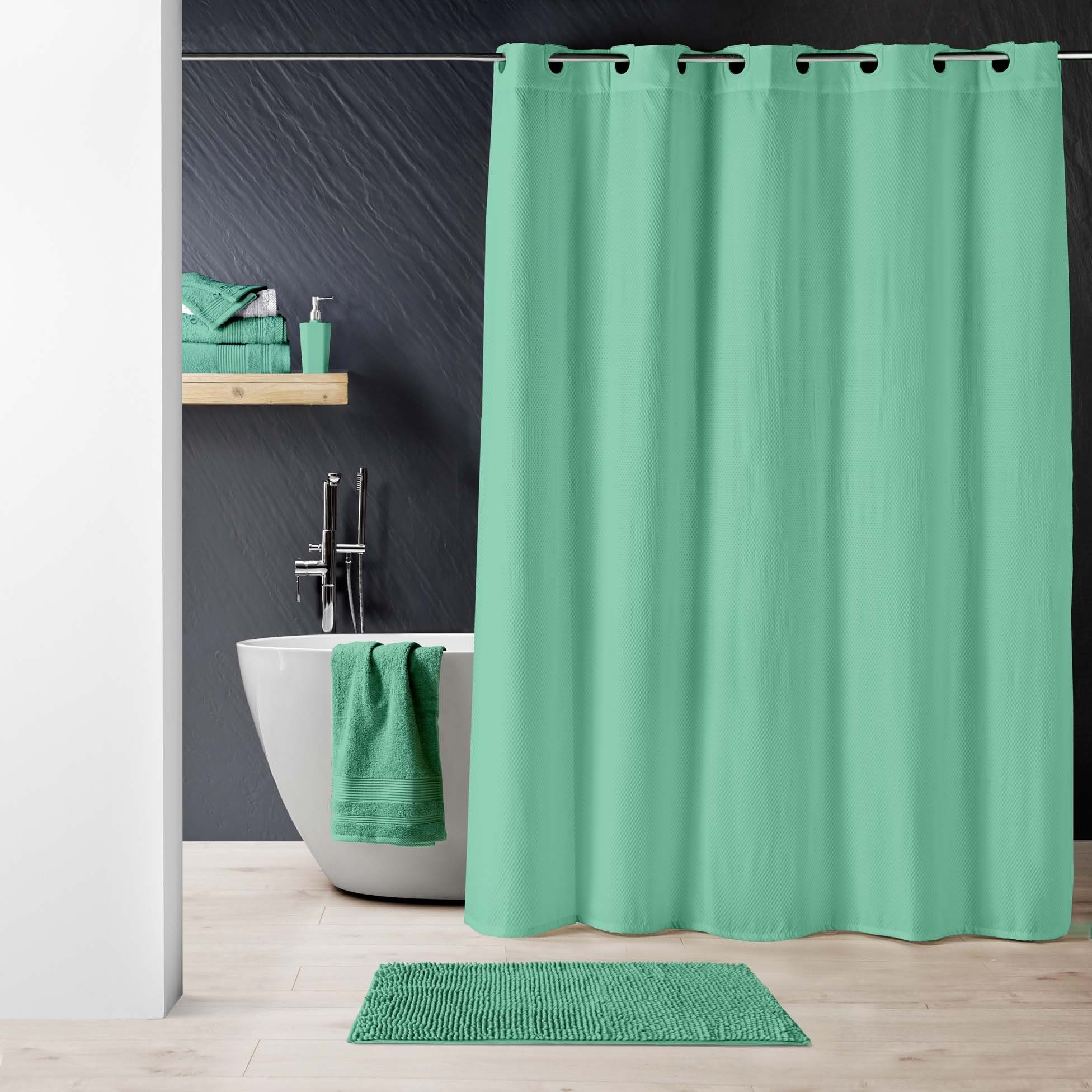 dynamic24 Duschvorhang Breite 180 cm, Premium Textil Struktur