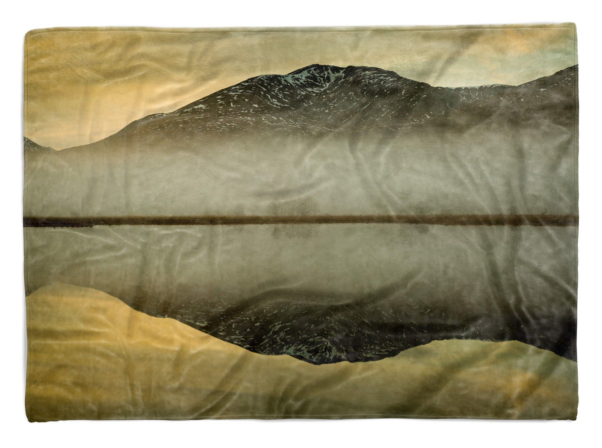 (1-St), Art Fotomotiv Strandhandtuch Berg Handtuch Handtücher Sinus Bergsee Saunatuch Handtuch Baumwolle-Polyester-Mix Reflexion, mit Kuscheldecke
