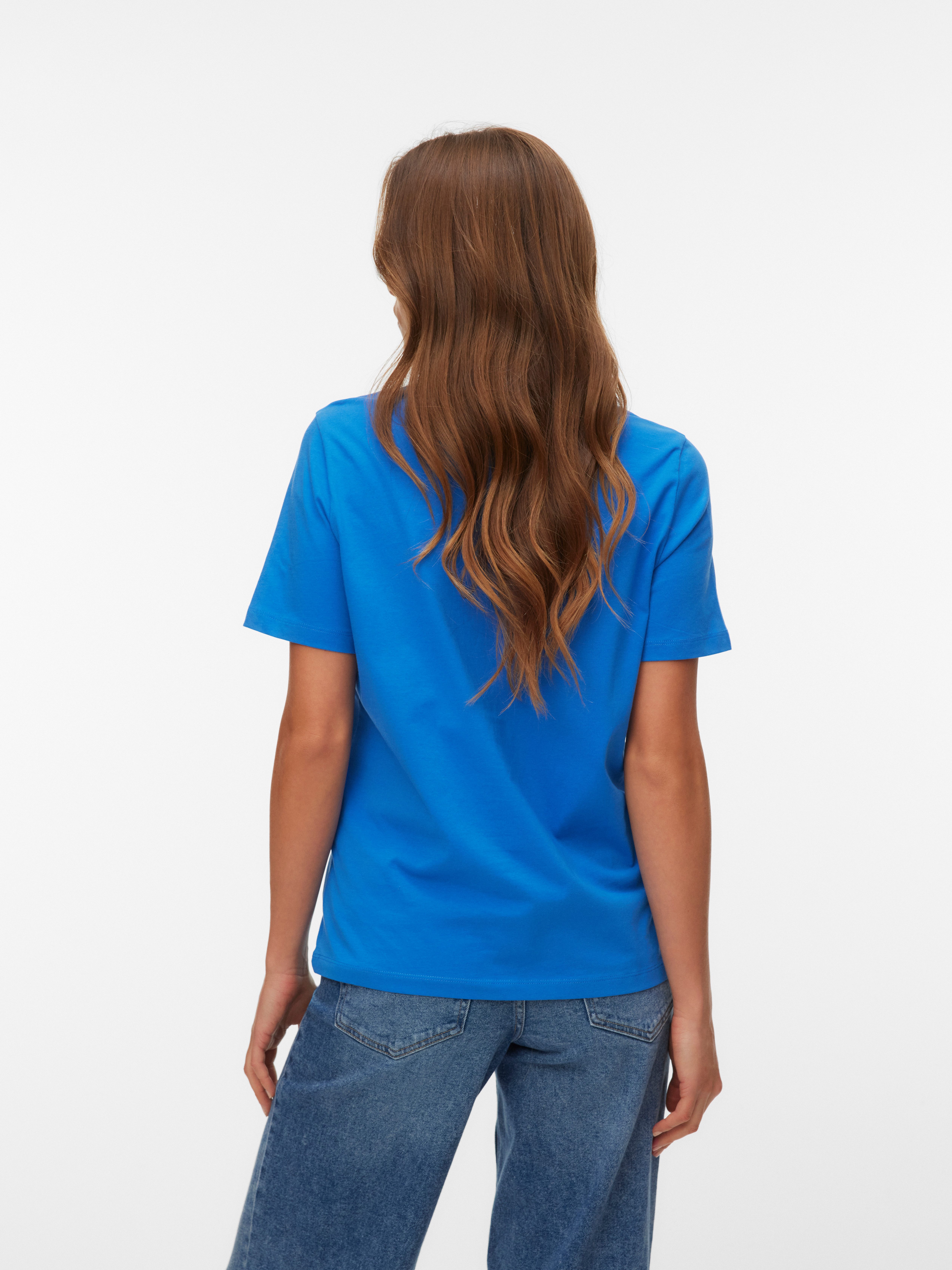 Vero Moda Kurzarmshirt VMPAULINA SS V-NECK T-SHIRT JRS NOOS Baumwolle