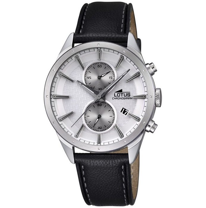 Lotus Chronograph Lotus Herren Uhr Sport L18313/1 Leder (Armbanduhr) Herren Armbanduhr rund groß (ca. 40mm) Lederarmband schwarz