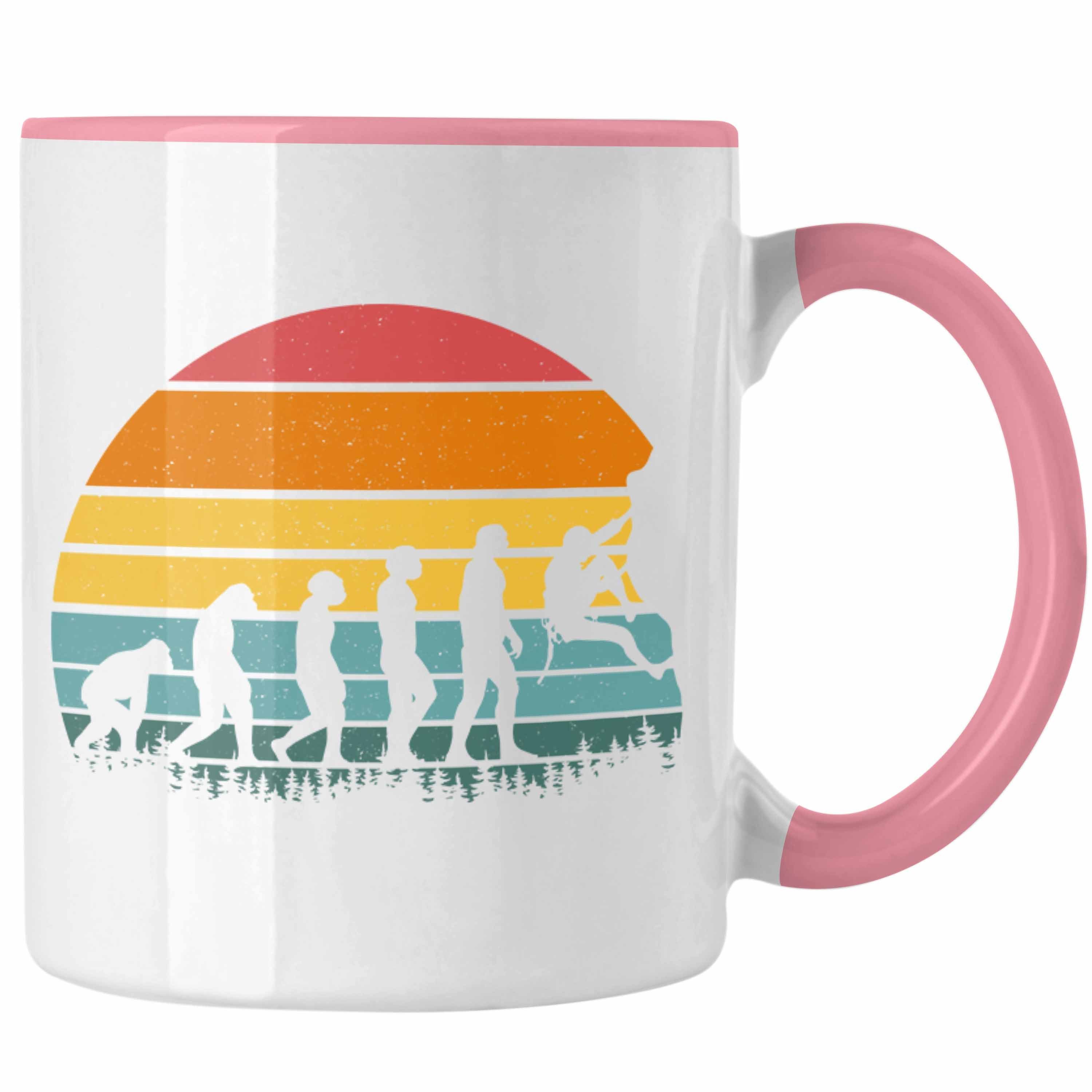 Trendation Tasse Trendation - Klettern Bergsteigen Geschenk Tasse Boulder Geschenkidee Berge Evolution Rosa