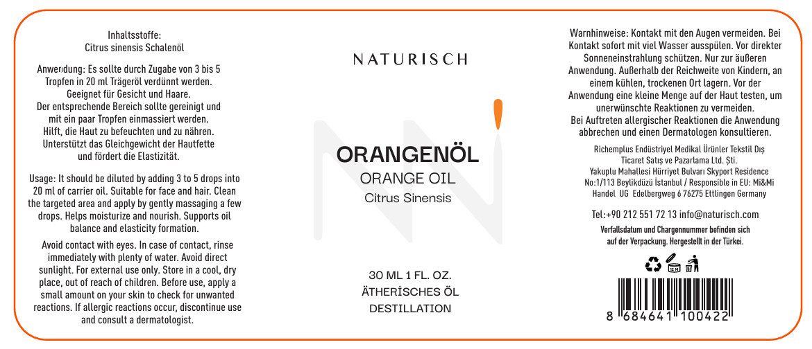 NATURISCH Körperöl Orangenöl – 100 % naturrein Ätherisches Öl destilliert, mit 30 ml Inhalt